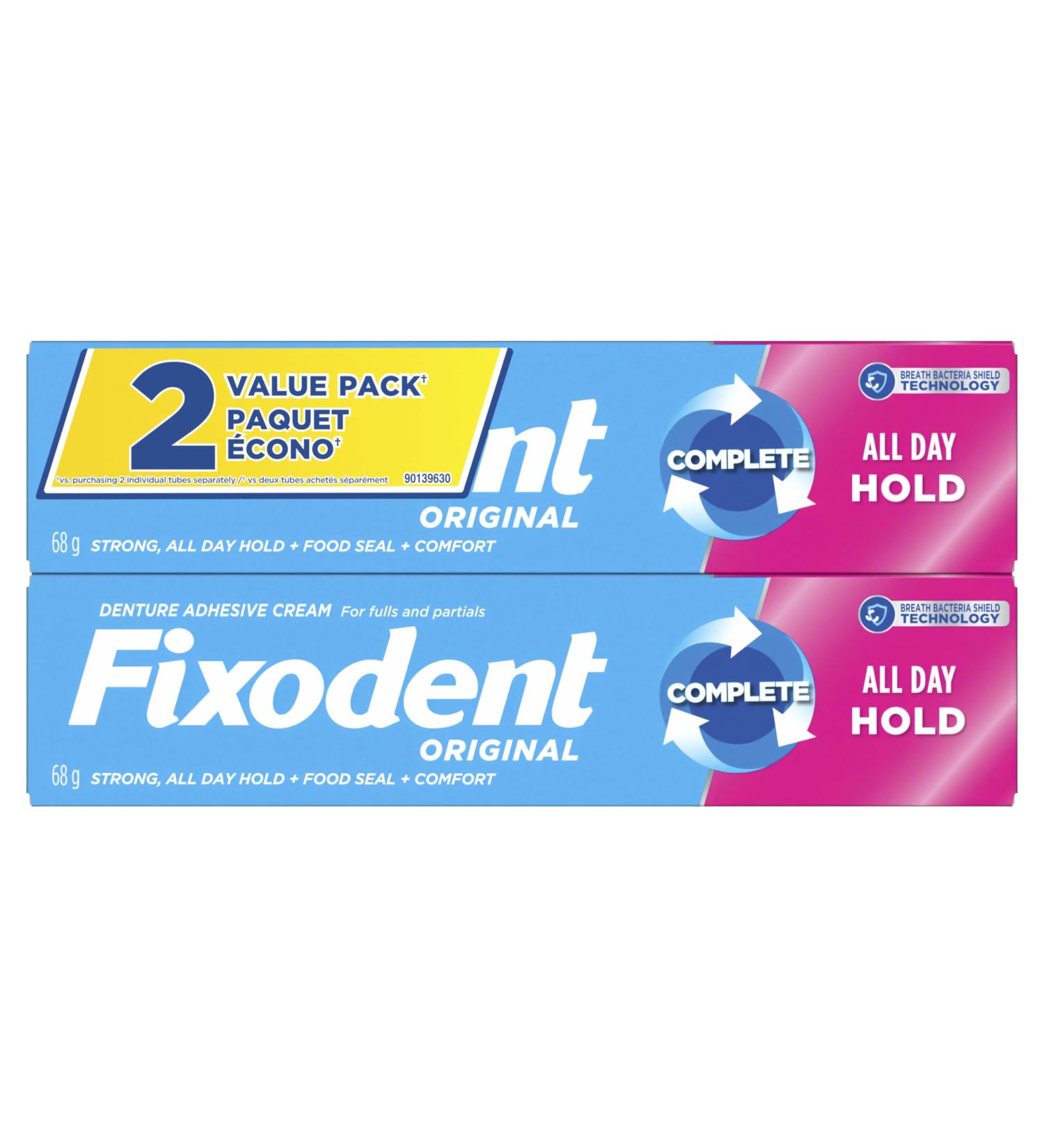 Fixodent Original Secure Denture Adhesive 136 g Total (2 Count of 68 g Each) Pack of 2 - Buy Online on GoSupps.com