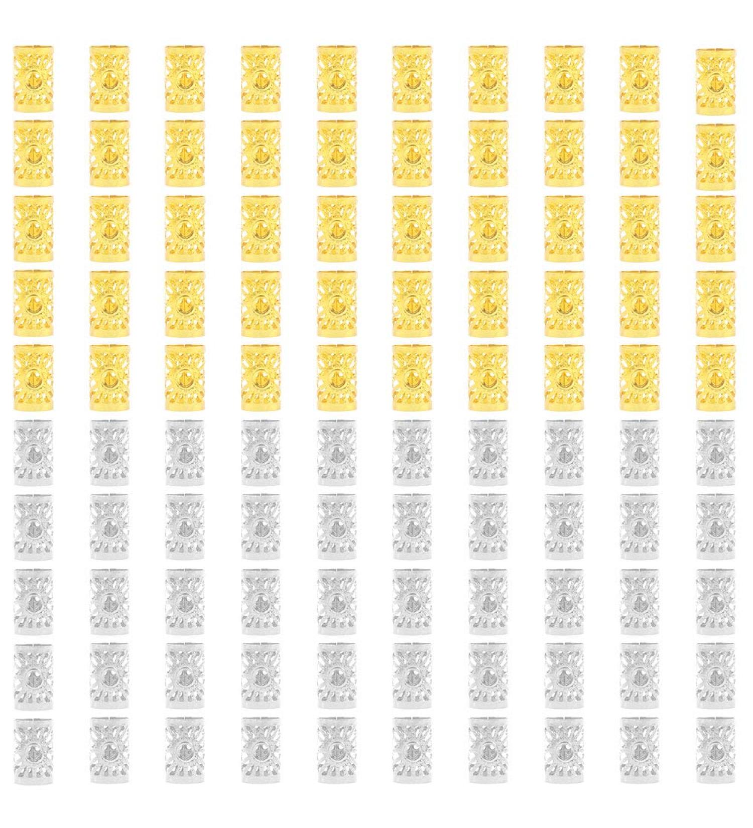 Huayue 200 Pcs Dreadlocks Pearl Metal Hair Cuffs & Clips - Vintage Braid Jewelry in Gold & Silver - Buy Online on GoSupps.com