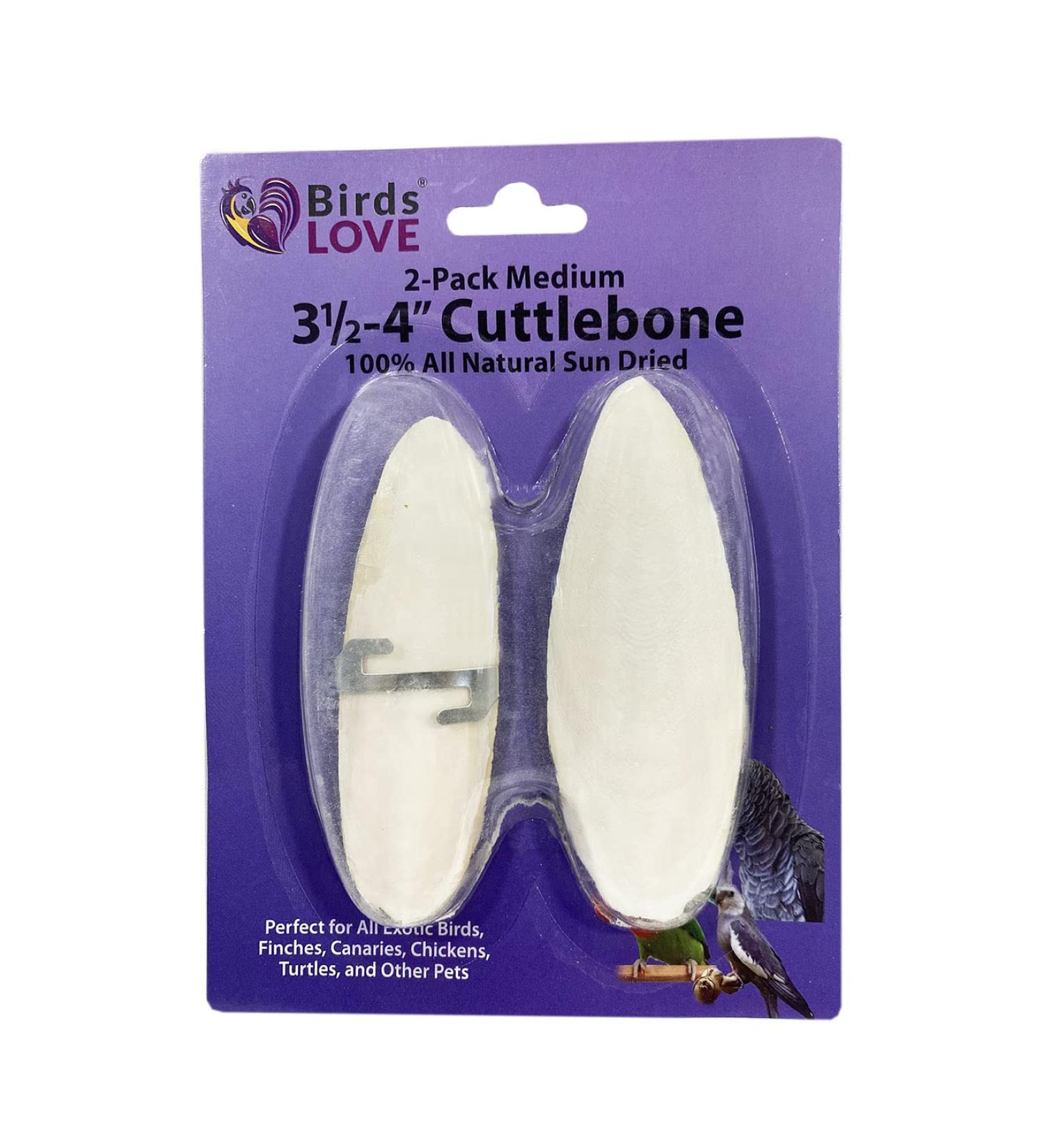Birds LOVE Cuttlebone 2 Pack - Calcium Block for Parakeet & All Breeds - Medium Size 3.5 to 4 Inches - Cuttlebone for Birds, Tortoise, Snails - Natural Calcium Source - Buy Online on GoSupps.com