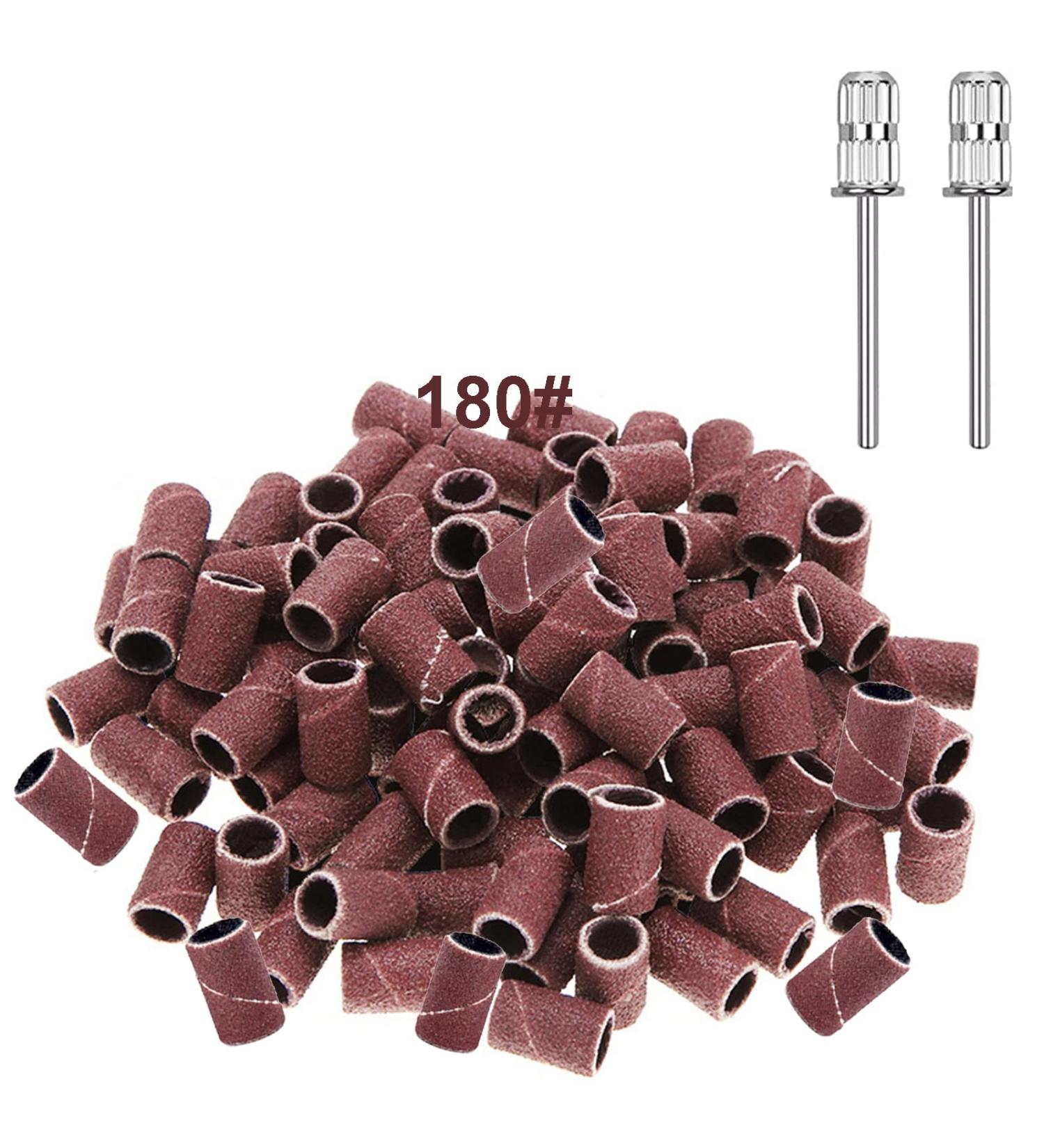 Yoezuo 100 Pcs Nail Sanding Bands Grit Nail Art Sanding Bands 180 Grit Nail Files with 2 Pcs Nail Drill Bits for Electric Nail Files Nail Drill Machine Manicure Pedicure 180" - Buy Online on GoSupps.com