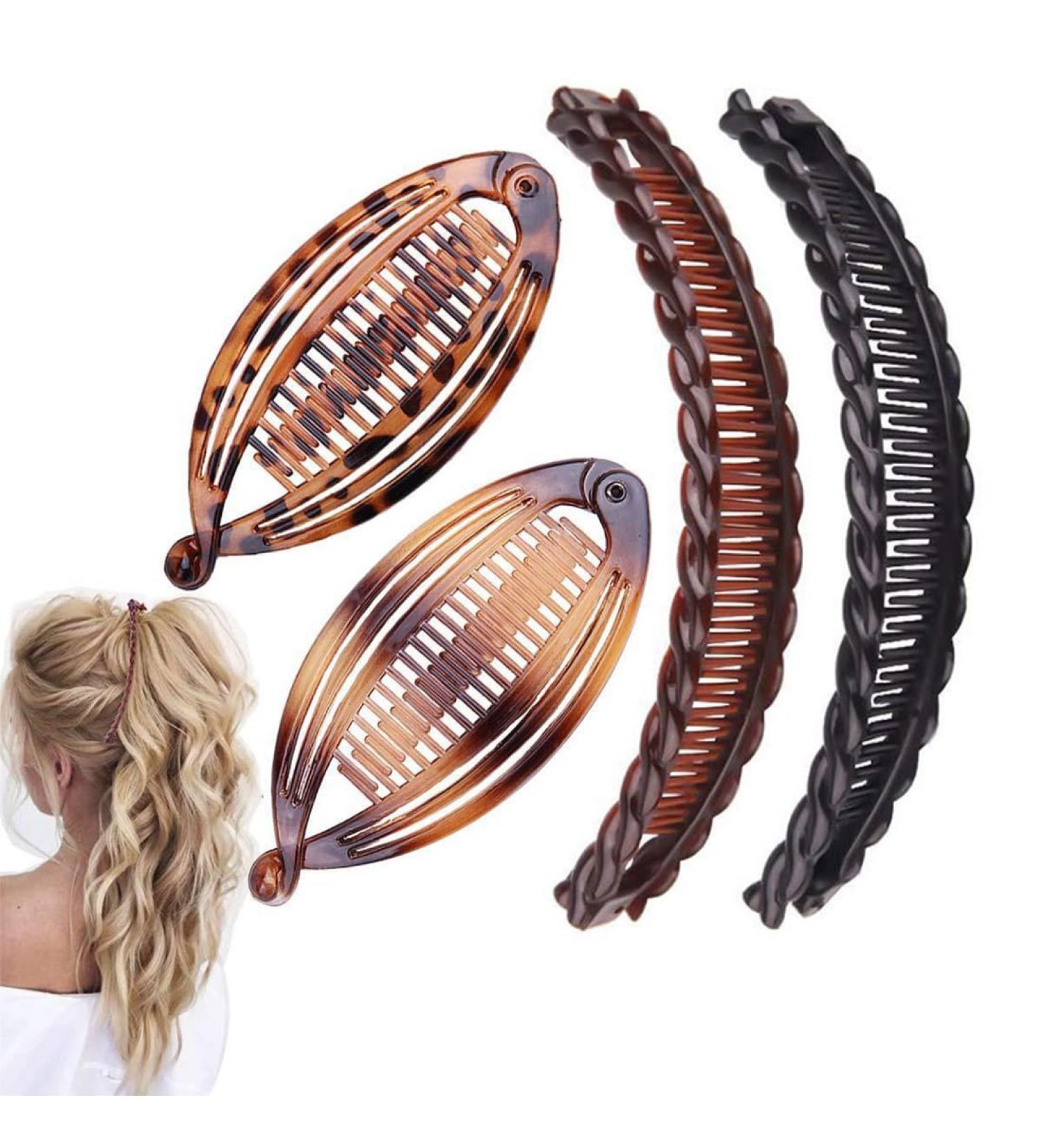 4 Pieces Banana Hair Clip Fishtail Hair Clip Double Comb Long Hair Clips Ponytail Hair Comb Banana Hair Comb Vintage Clincher Combs Hair Styling Accessories for Thick Hair and Fine Hair - Buy Online on GoSupps.com