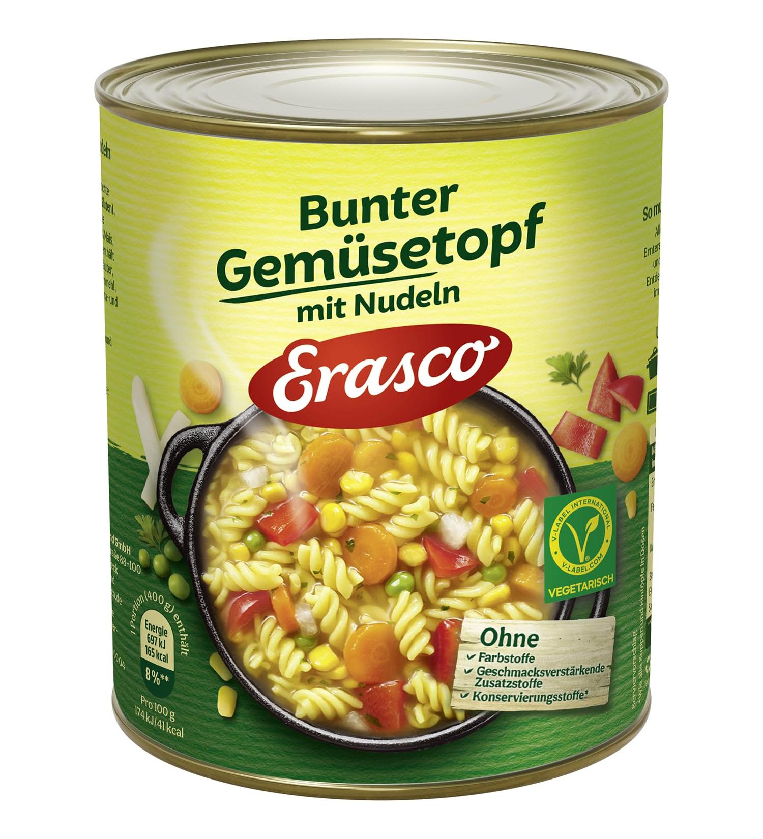Erasco Colorful Vegetable Pot 800g Quick 5-Minute Vegetarian Meal with Fresh Veggies Simply Delicious & Convenient - Buy Online on GoSupps.com