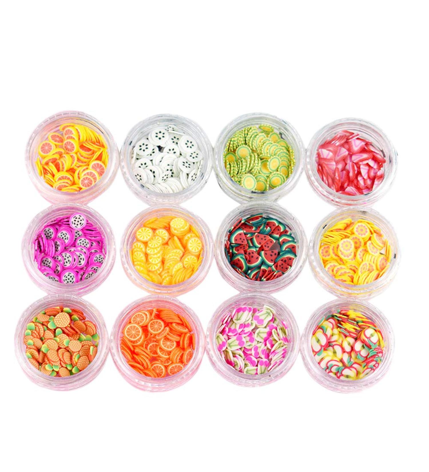 Frcolor 3D Nail Art Slice Fruit Slime Making Supply - 12 Kinds of Boxed Fruit Slices for DIY Crafts - Buy Online on GoSupps.com