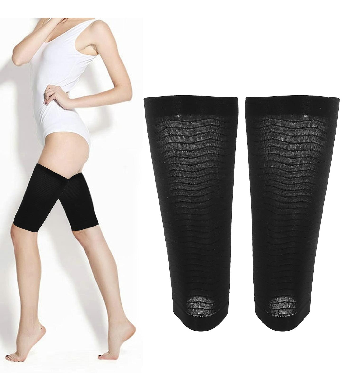 Compression Leg Sleeve for Women and Men - Thigh Slimmer Shaper Black - Knee Support - Buy Online on GoSupps.com