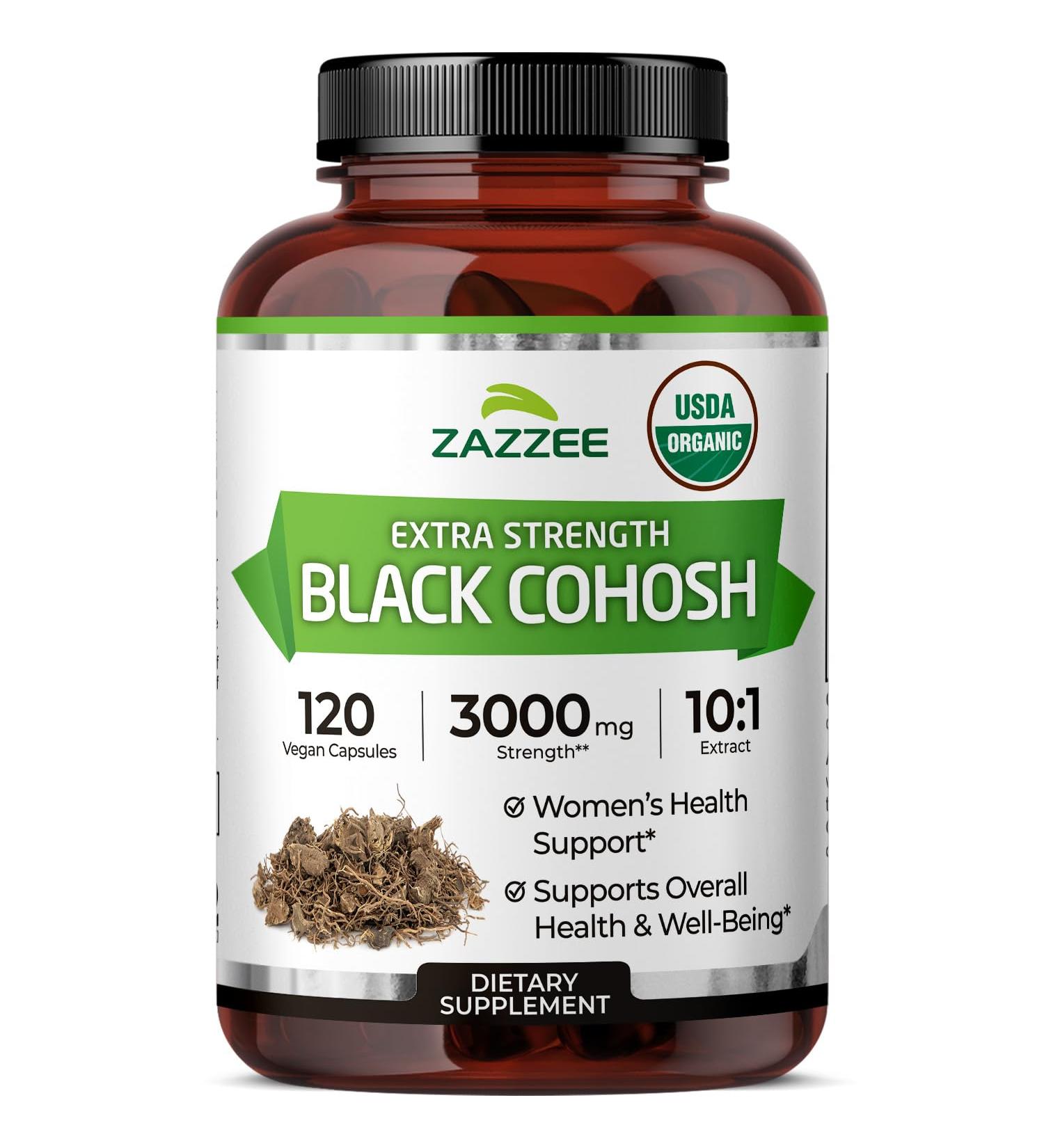 Zazzee USDA Organic Black Cohosh 10:1 Extract 3000 mg Strength 120 Vegan Capsules 4 Month Supply Standardized and Concentrated 10X Extract 100% Vegetarian All-Natural Non-GMO Made in The USA - Buy Online on GoSupps.com