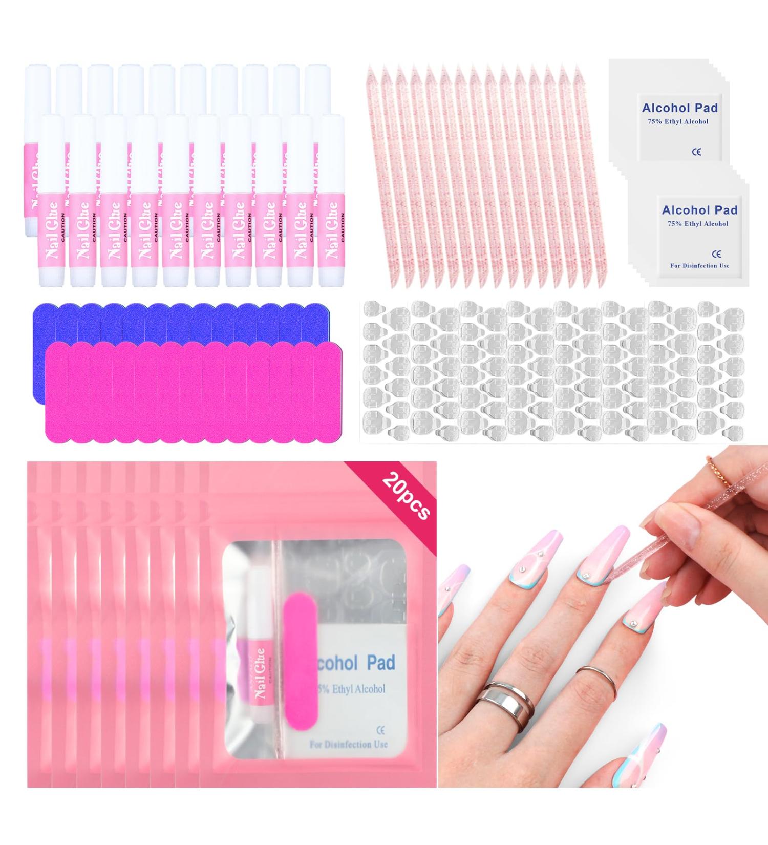 SAVILAND 20PCS Press on Nail Tool Kit - Complete Nail Prep Set with Glue Adhesive Tabs & File for Salon Quality Nail Art - Ideal for Starters & Businesses - Buy Online on GoSupps.com