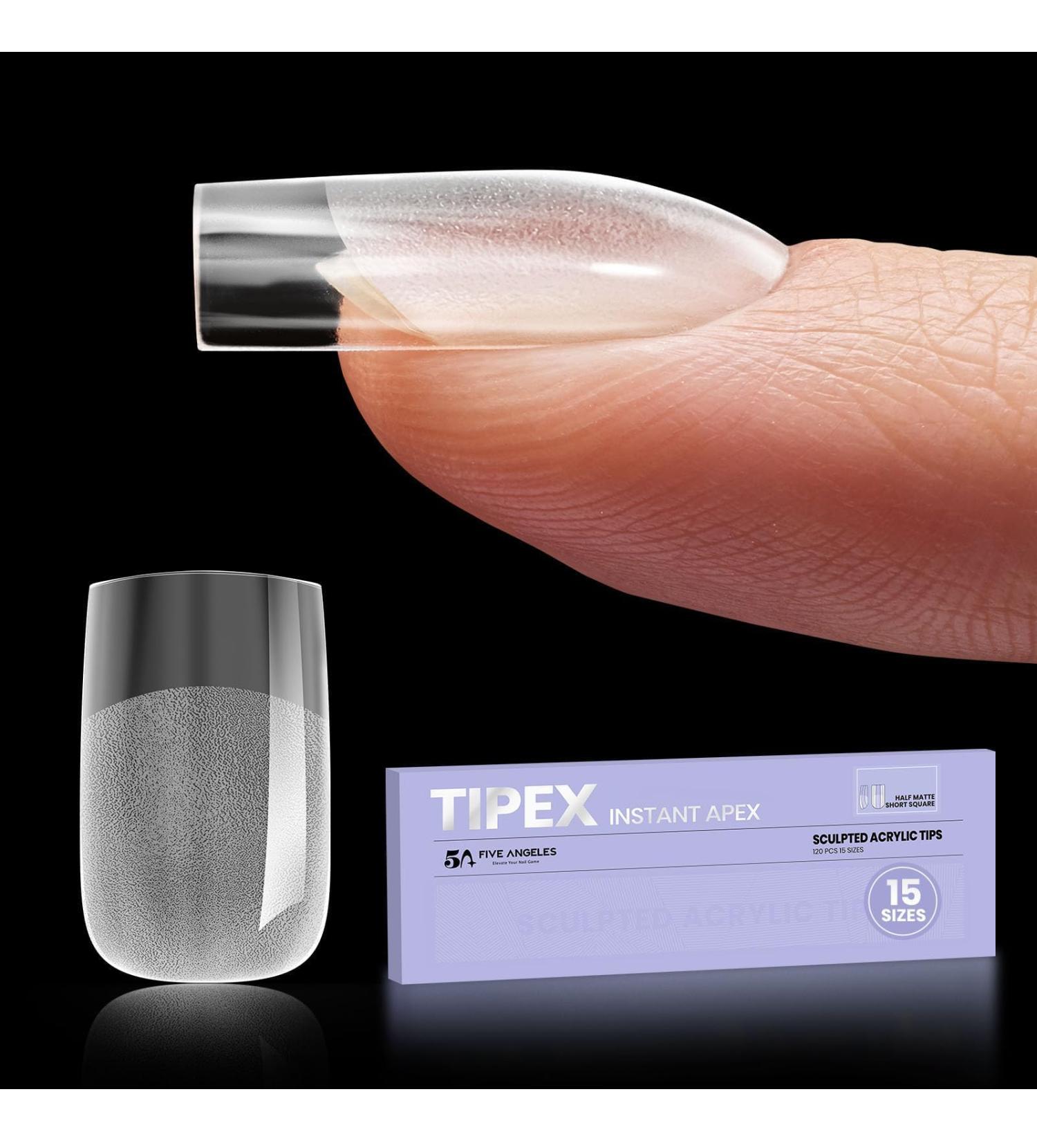 Tipex Nail Tips - Instant Apex Full Cover Gel Nail Tips | Strong Clear Press-On Nails | Short Square Acrylic False Nails (15 Sizes - Buy Online on GoSupps.com