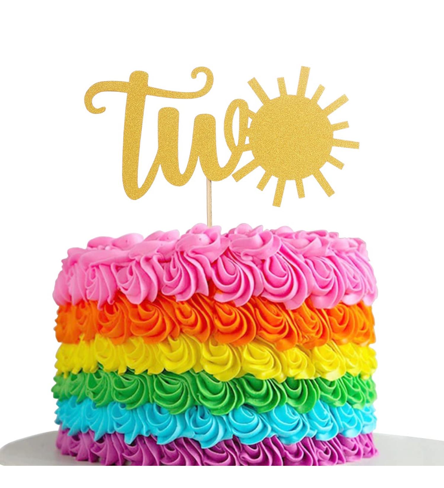 Sun Two Birthday Cake Topper - Single-sided Gold Glitter Sunshine 2nd Birthday Cake Smash Topper 2 Anniversary Party Decoration Photo Props 2 Anniversary Smash Cakes Topper. (Sun Two) - Buy Online on GoSupps.com