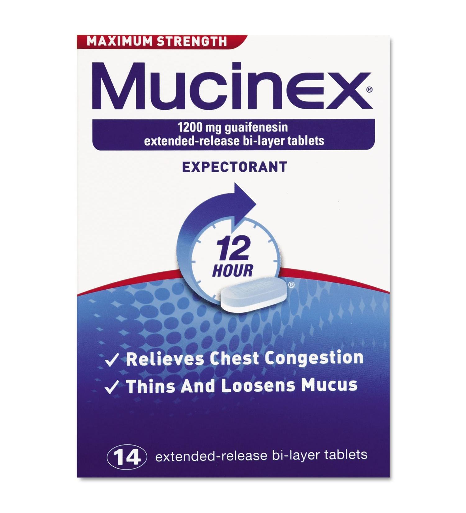 Mucinex 02314 Maximum Strength Expectorant 14 Tablets/Box