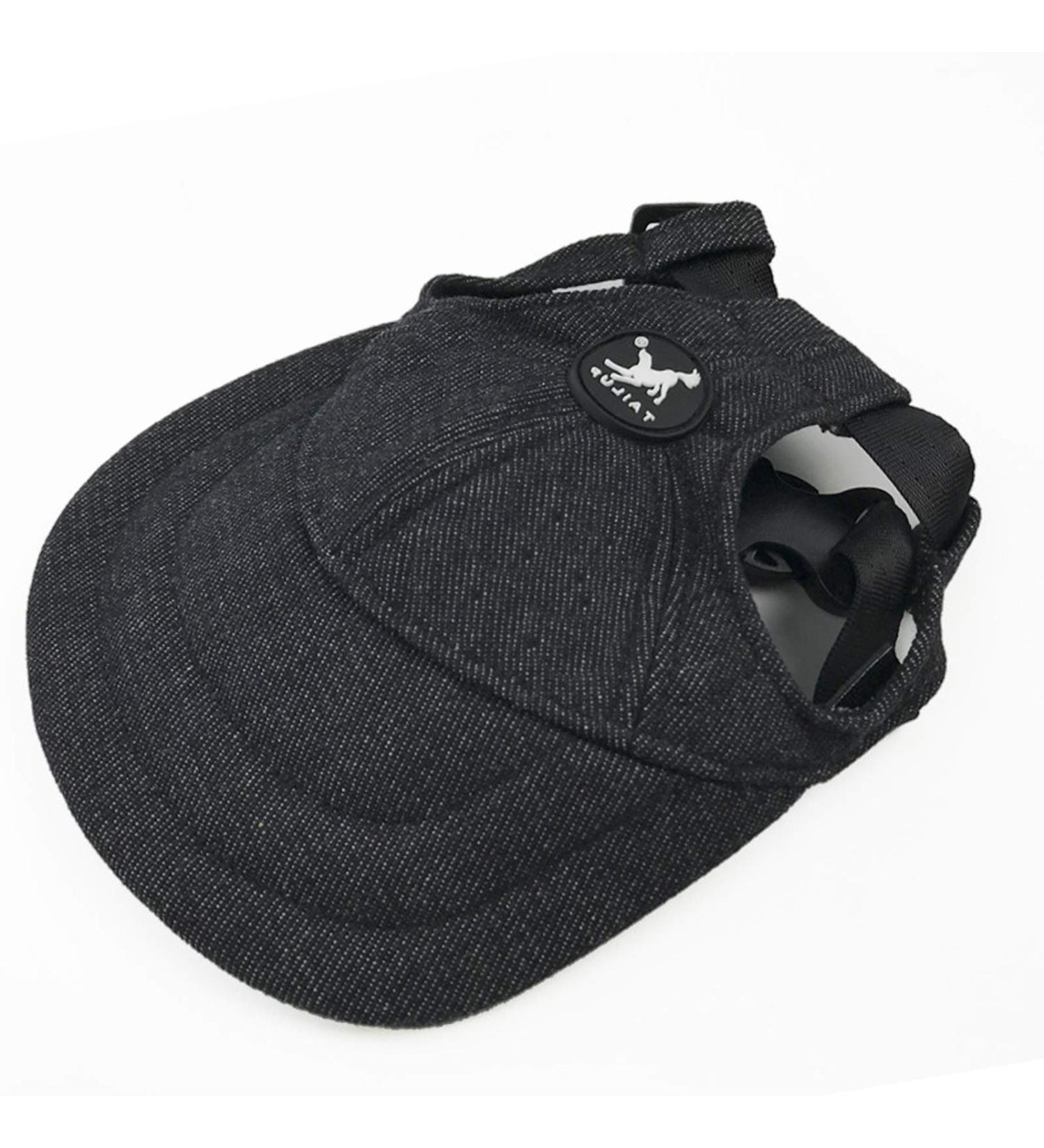 Adjustable Summer Sun Hood for Dogs | Baseball Cap with Ears - Sun Protection for Small & Medium Dogs (M Denim Black) - Buy Online on GoSupps.com