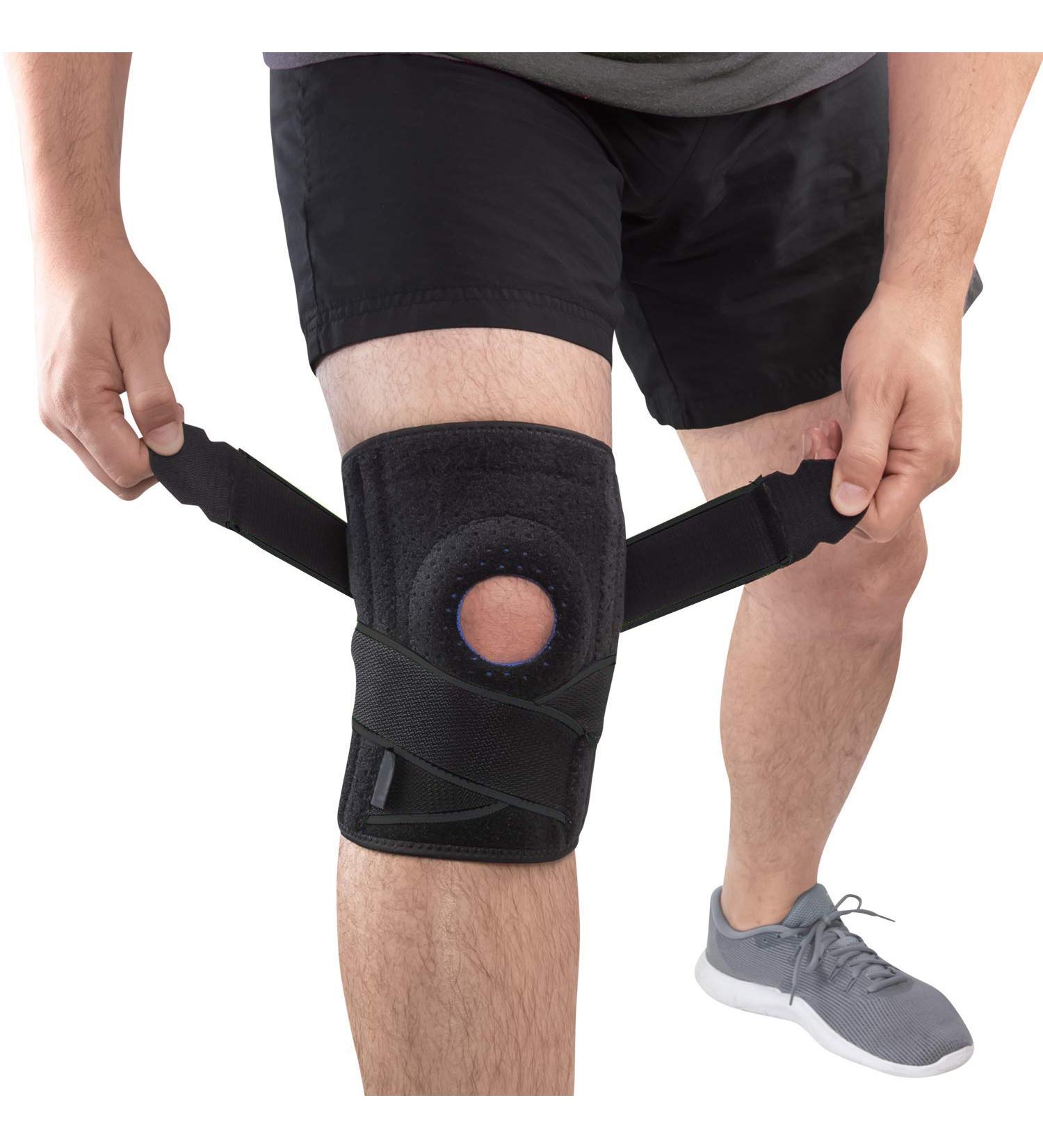 Buy Non-Slip Open-Patella Knee Brace with Adjustable Strap & Side Stabilizers - Best Support for Joint Pain Relief Meniscus Tear & Arthritis Recovery - Black - Ship Internationally - Buy Online on GoSupps.com