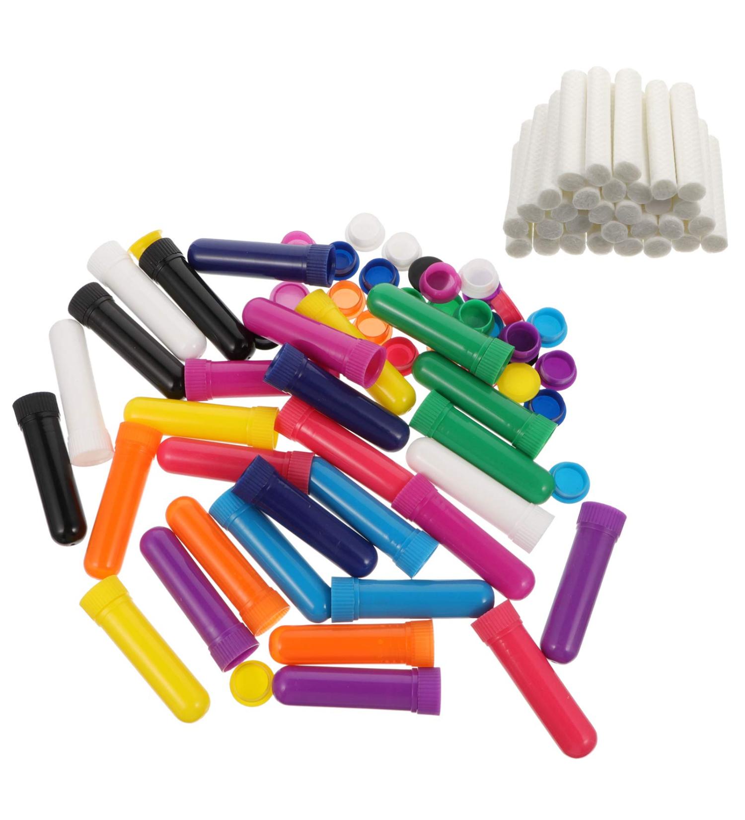 EXCEART 30pcs Empty Nasal Inhaler Tubes - Refillable Aromatherapy Blanks for Congestion Relief | Includes Cotton Wick | Random Color - Buy Online on GoSupps.com