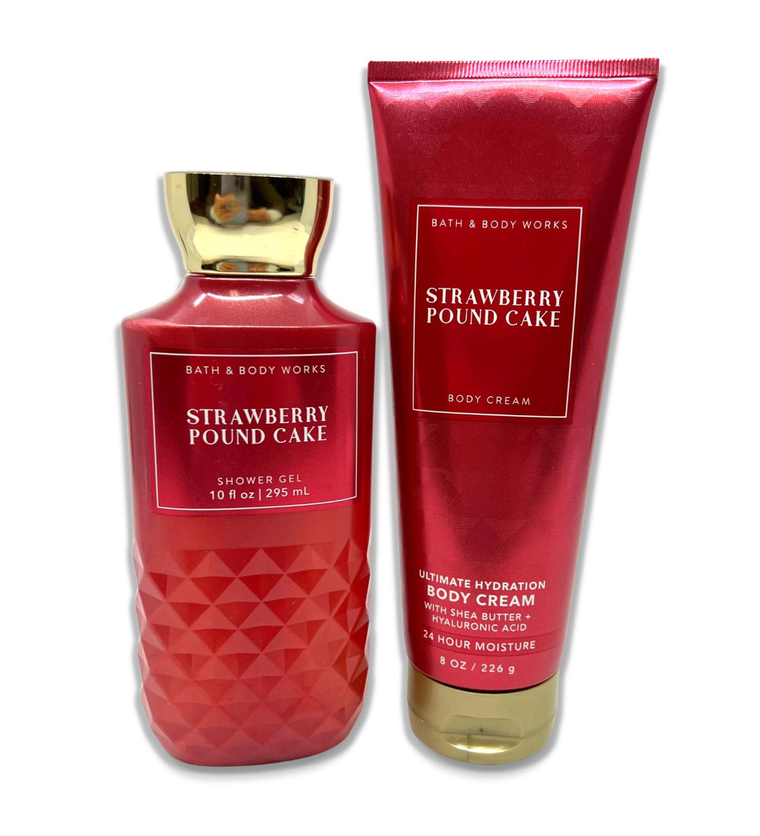 Bath & Body Works - Strawberry Pound Cake - 2 Piece bundle - Shower Gel 10 fl oz and Ultimate Hydration Body Cream 8 oz - Buy Online on GoSupps.com