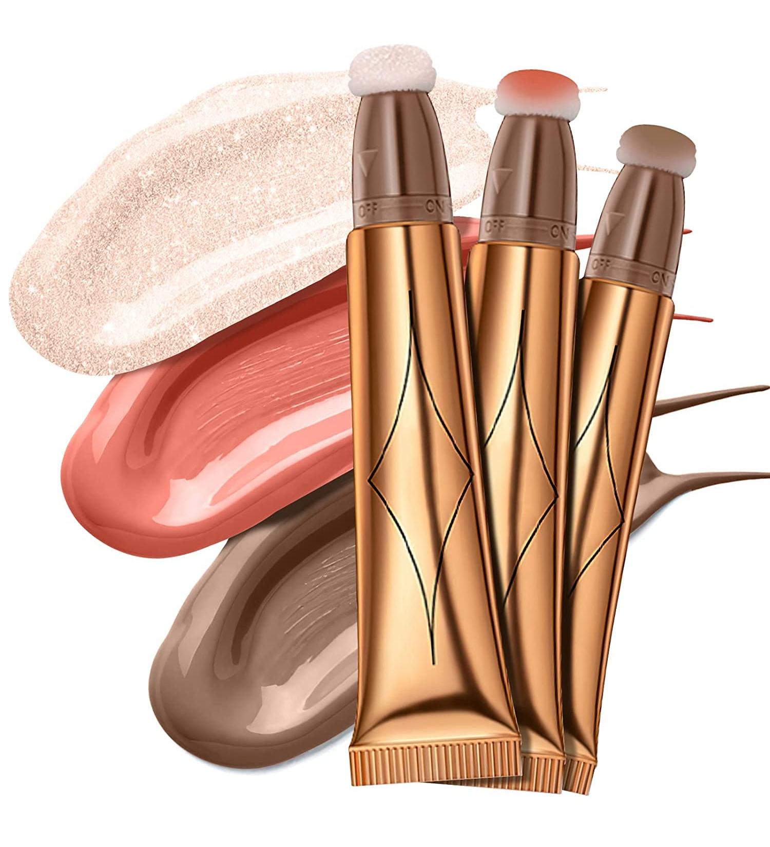 3Pcs Contour Beauty Wand Set - Liquid Face Concealer & Blush Stick with Cushion Applicator | Long Lasting, Matte Finish, Lightweight Blendable Formula - Buy Online on GoSupps.com