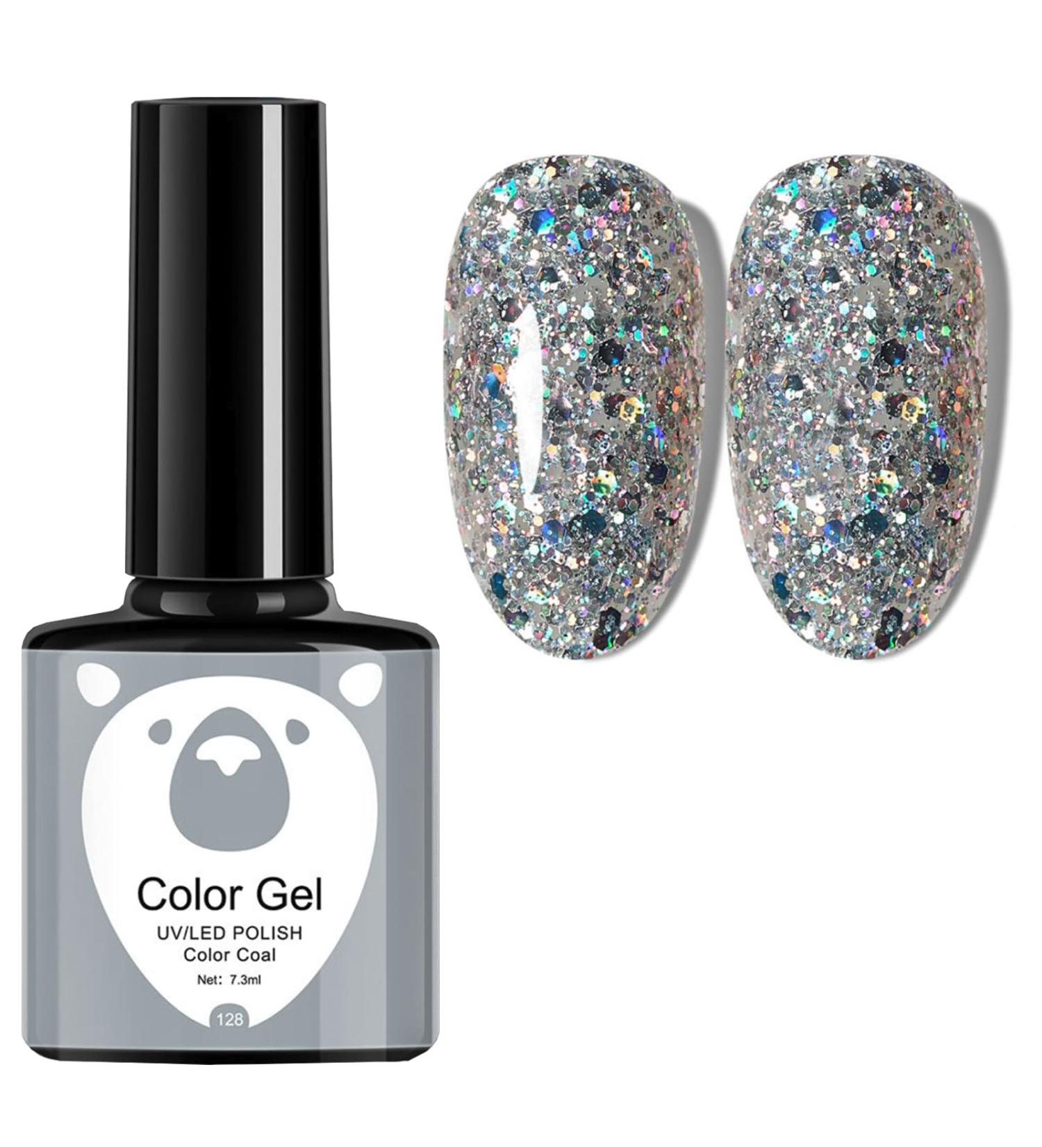 Silver Glitter Gel Nail Polish Nail Varnish Soak off UV/LED Lamp French Manicure Nails Long Lasting Nail Art Manicure Salon DIY at Home - Buy Online on GoSupps.com