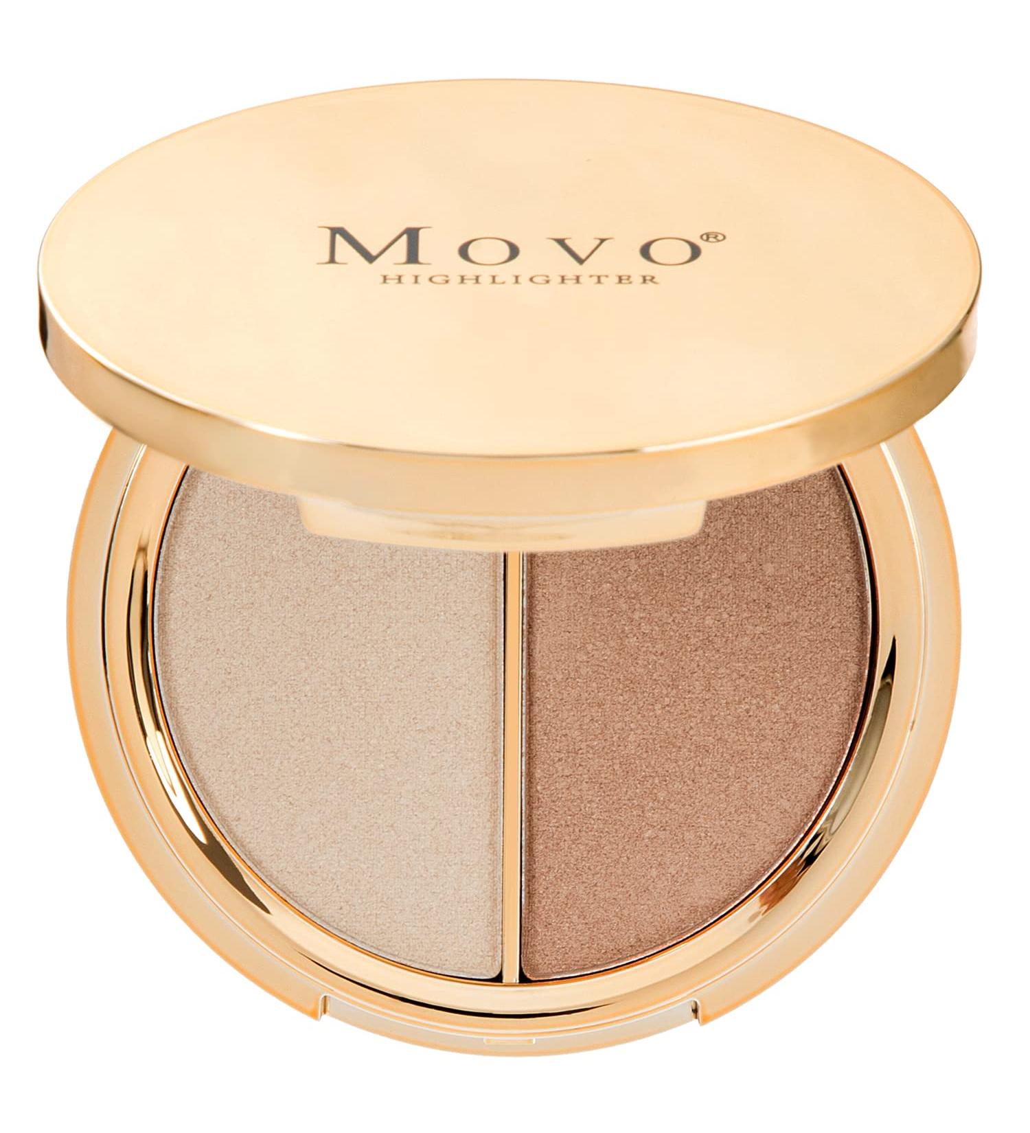 Movo 2-in-1 Highlighter Palette - Shimmer Glitter Natural & Brown Makeup Gift Set - 4 Ounce - Buy Online on GoSupps.com