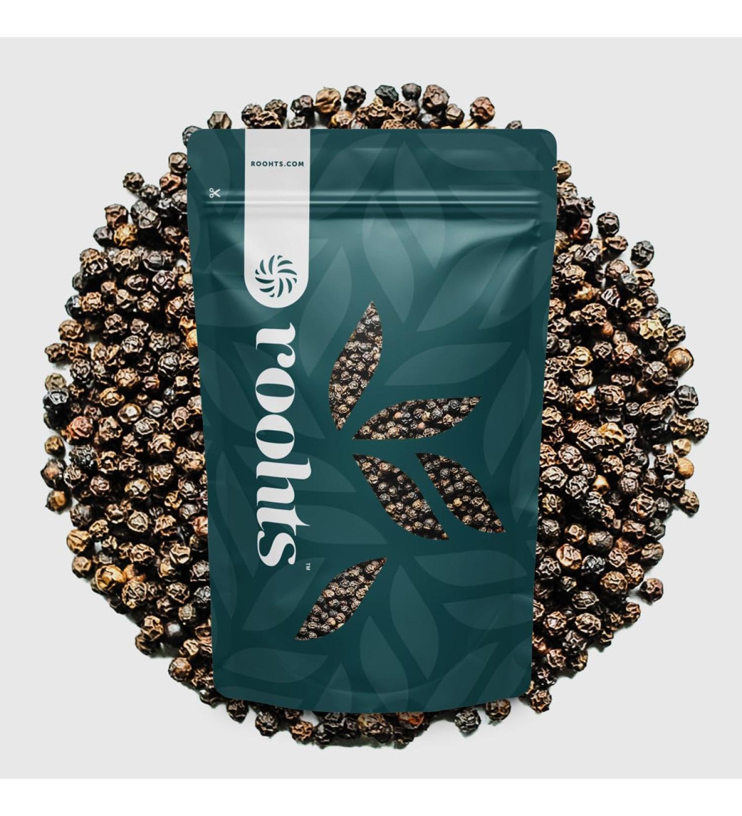 Roohts | 50g | Black Peppercorns | Kaali Mirch | Premium Quality | 100% Natural | Aromatic | Flavour | Spice | Whole Dried - Buy Online on GoSupps.com