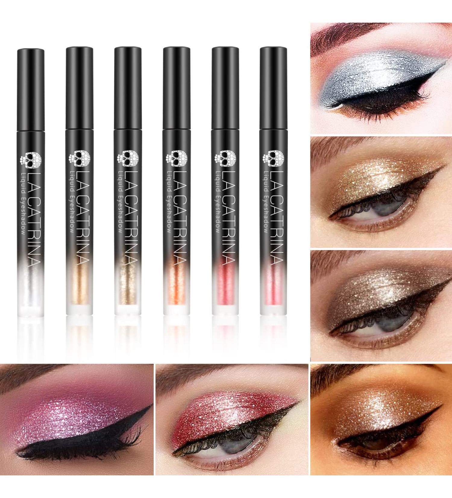 Afflano Liquid Glitter Eyeshadow Pen Set - Pigmented Long-Lasting Metallic Shimmer in Gold Silver Pink Red Brown & Nude | International Shipping - Buy Online on GoSupps.com