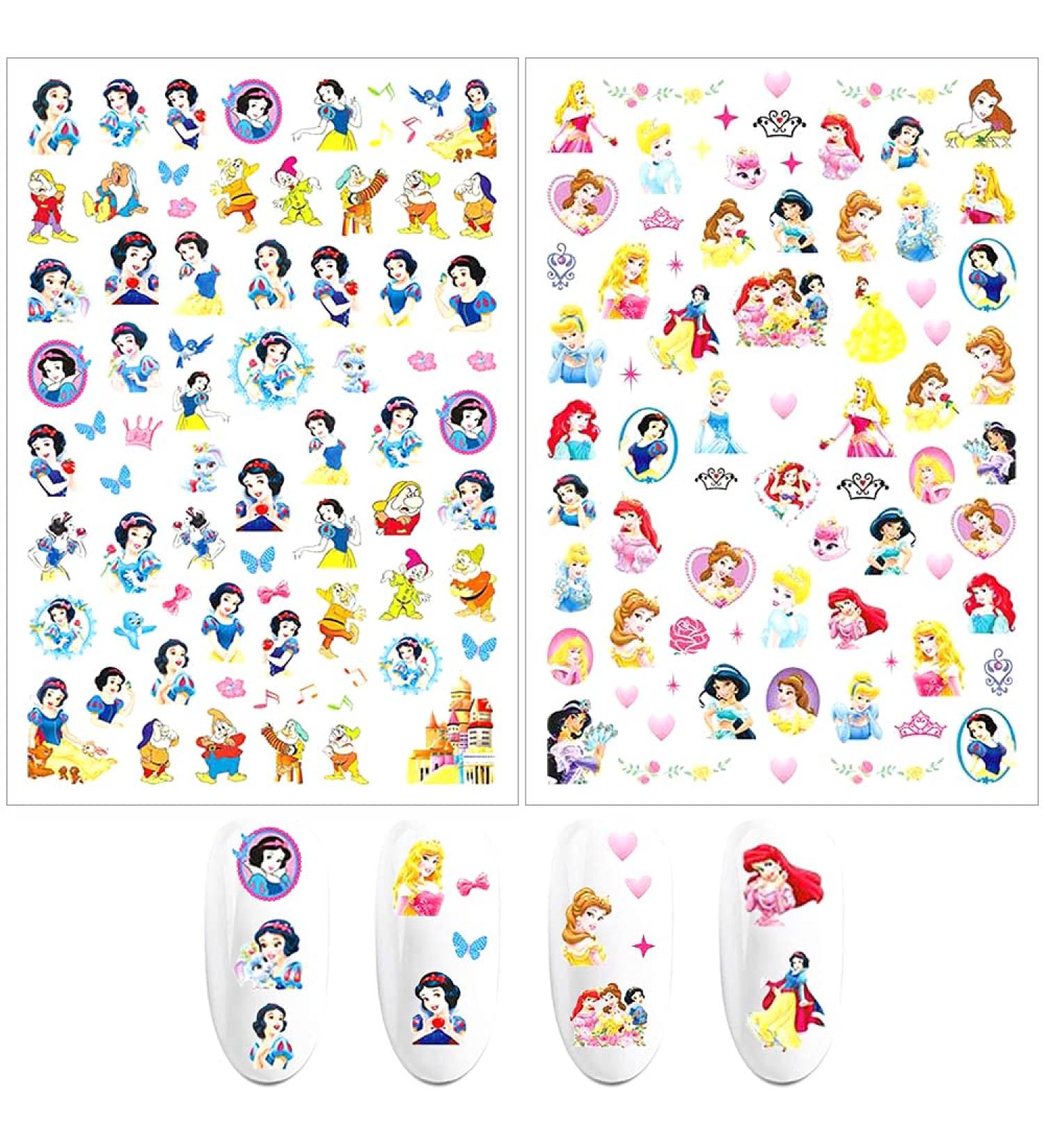 Cute Cartoon Nail Art Stickers - 3D Self-Adhesive Decals for Women, Kids, Girls - Manicure Decoration Supplies (2 Sheets, 150+ Designs) - Buy Online on GoSupps.com