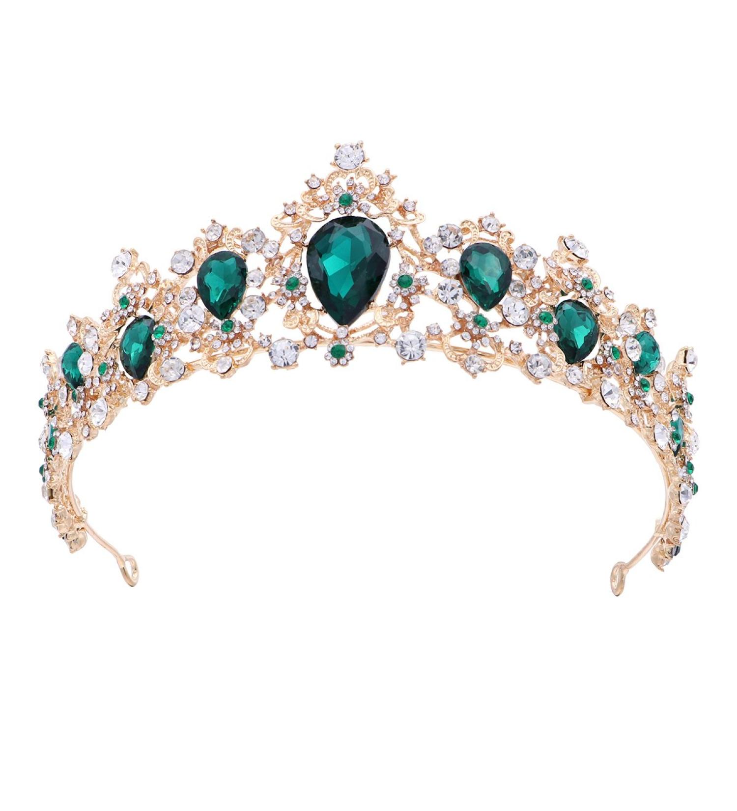 Frcolor Green Rhinestone Tiara Crown for Women - Elegant Wedding Headband & Queen Crown - Buy Online on GoSupps.com