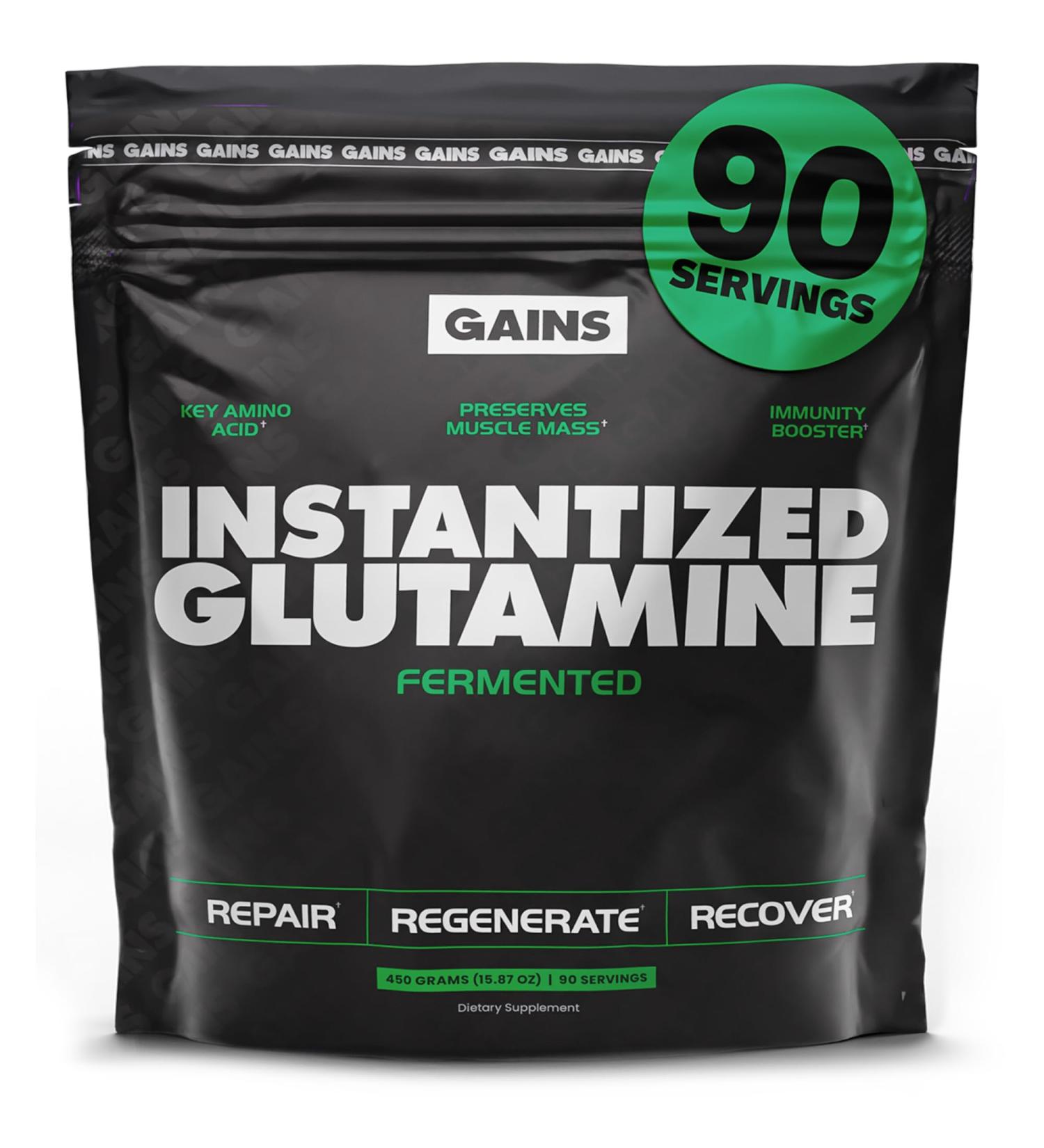 Gains in Bulk L-Glutamine Gluten Free Glutamine Powder for Muscle Recovery and Growth Post Workout Support Amino Acid Supplement Promotes Protein Synthesis Non GMO Unflavored 90 Servings Unflavored 1.1 Pound (Pack of  - Buy Online on GoSupps.com