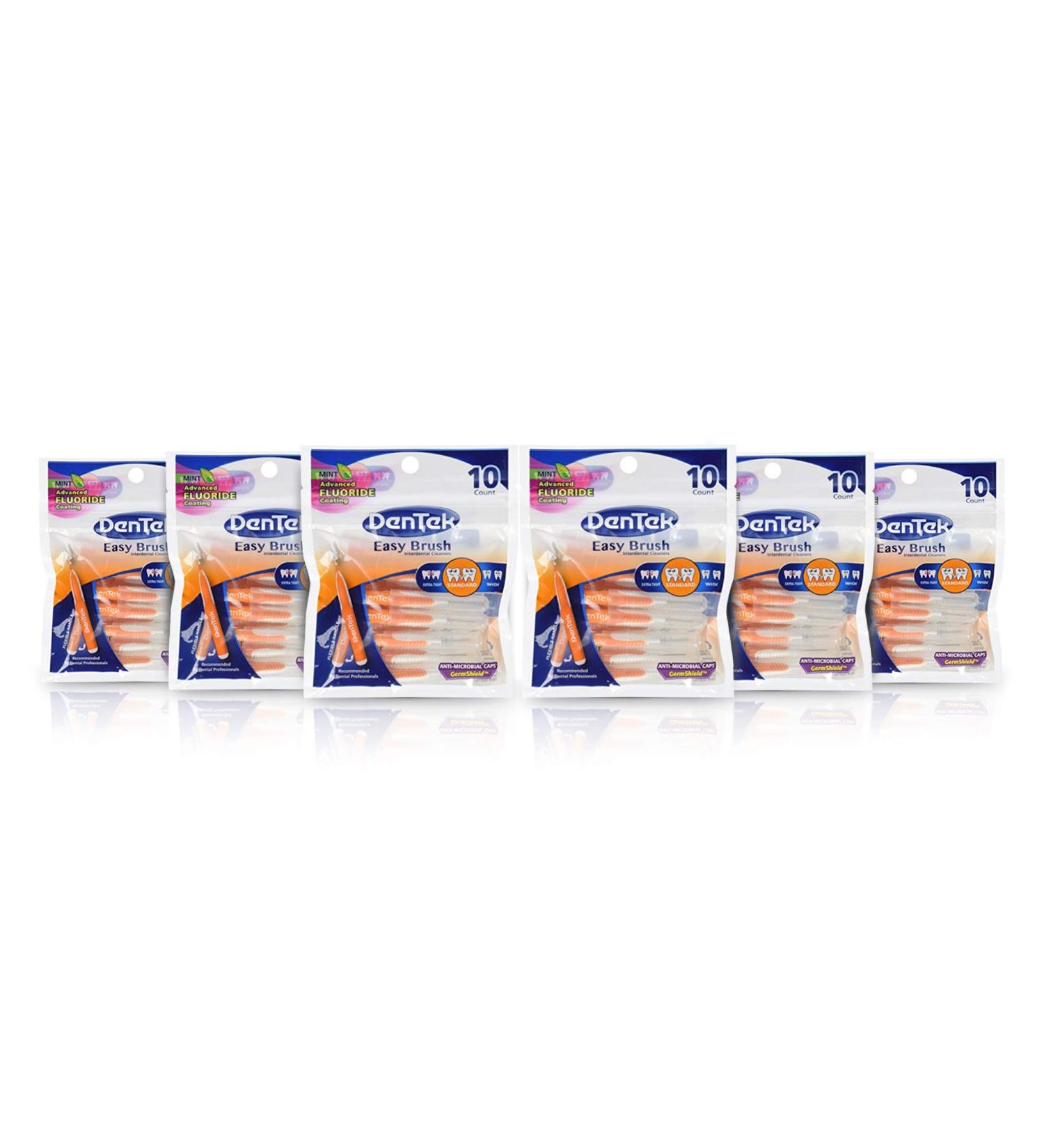 DenTek Easy Brush Interdental Cleaners - Mint Flavor Standard Size 10 Count (Pack of 6) | Best International Shipping - Buy Online on GoSupps.com