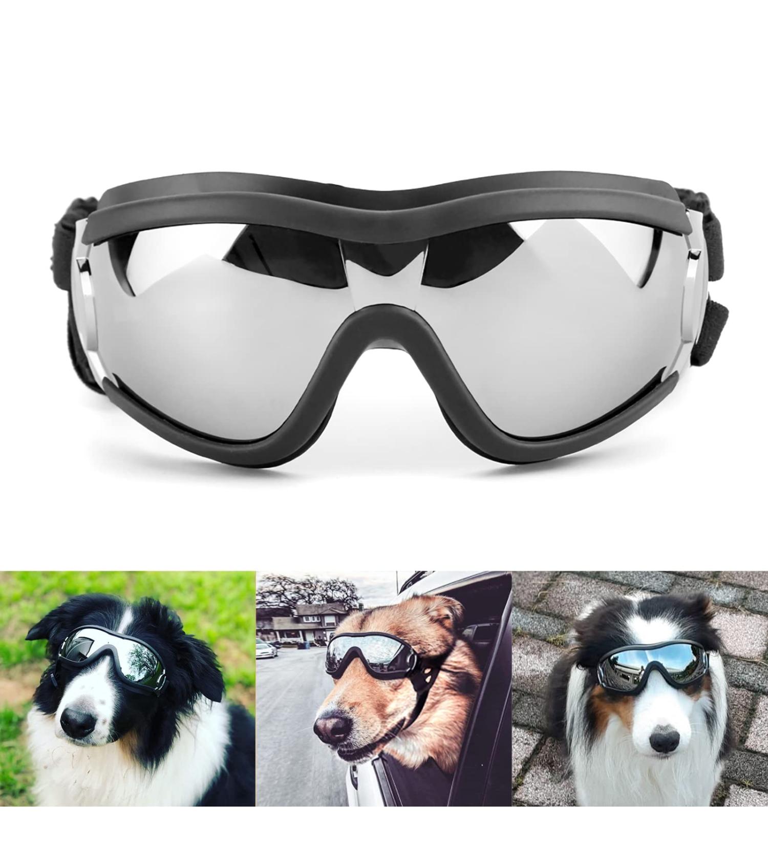 Namsan Adjustable Waterproof Dog Sunglasses - Windproof Protective Glasses for Medium/Large Dogs - Black - Buy Online on GoSupps.com