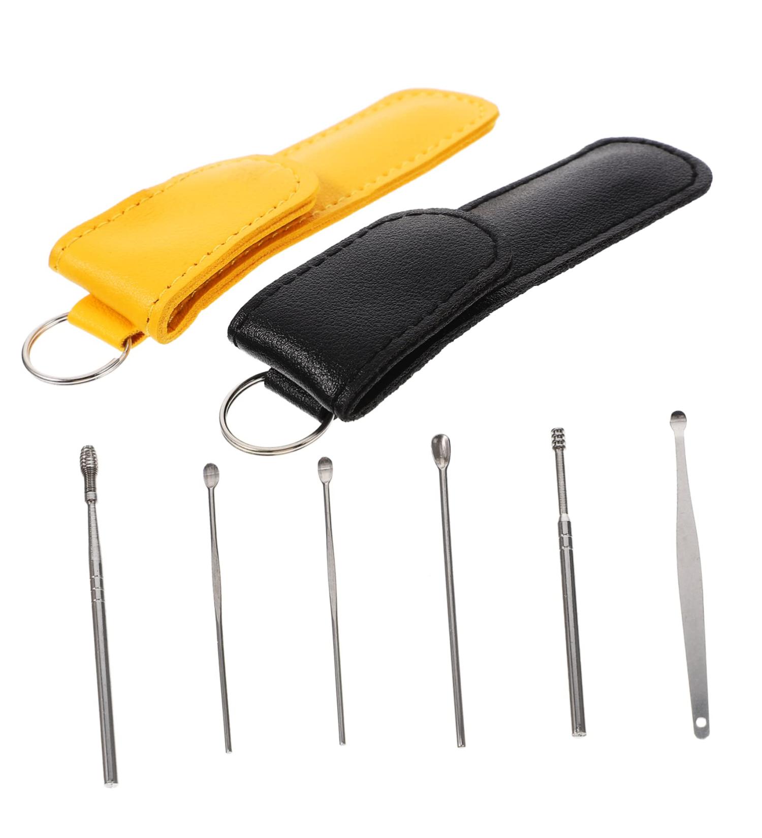 4-Piece Healeved Pick Tool Set in Metal Case for Ear Cleaning - Stainless Steel, Wear-Resistant, Portable and Convenient - Black/Yellow - Buy Online on GoSupps.com