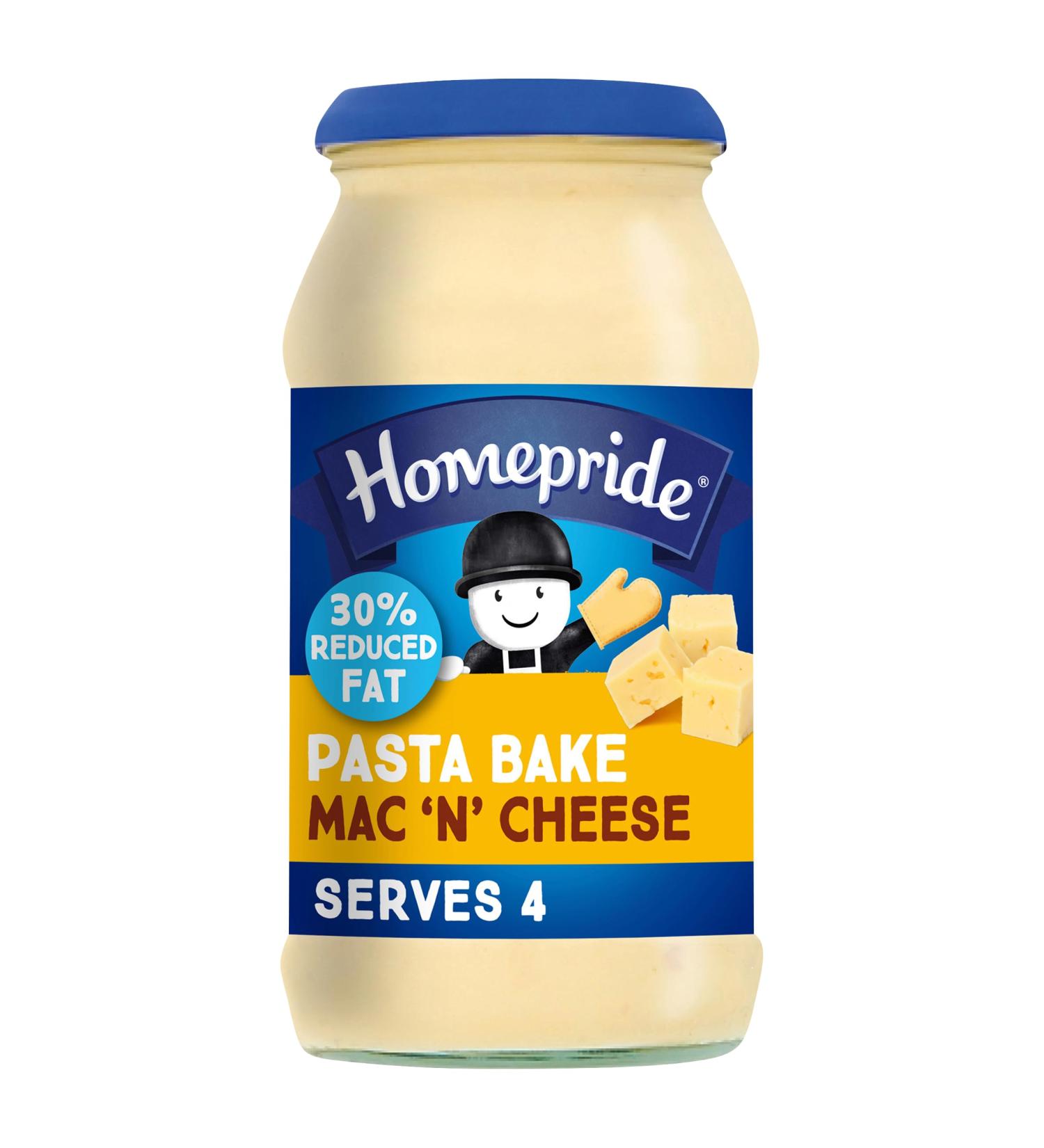 Homepride 30% Reduced Fat Creamy Mac 'n' Cheese Pasta Bake Sauce 485g Jar - Delicious and Healthy Option for Pasta Lovers - Buy Online on GoSupps.com