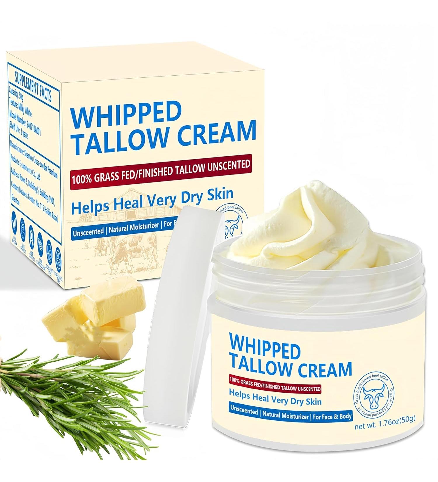 Beef Tallow Beef Tallow Skincare Cream Beef Tallow Face Moisturiser 100% Grass Fed Beef Tallow for Skin Care - Natural Handmade Lotion Whipped Beef Tallow Cream for Face & Body Sensitive Skin - Care for Sensitive Skin - Buy Online on GoSupps.com