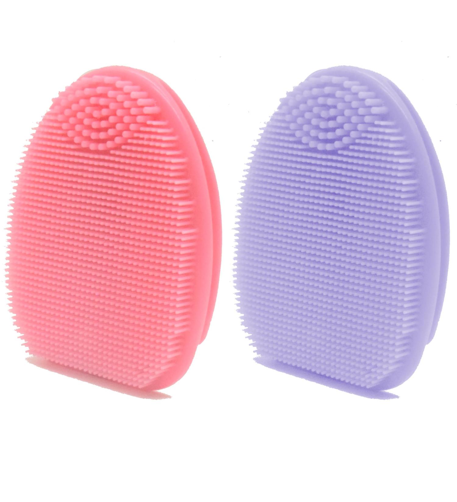 Yeadmal Silicone Facial Cleaning Brush 2-Part Soft Face Scrubber for Women | Pink & Purple Face Brush for Deep Cleaning - Buy Online on GoSupps.com