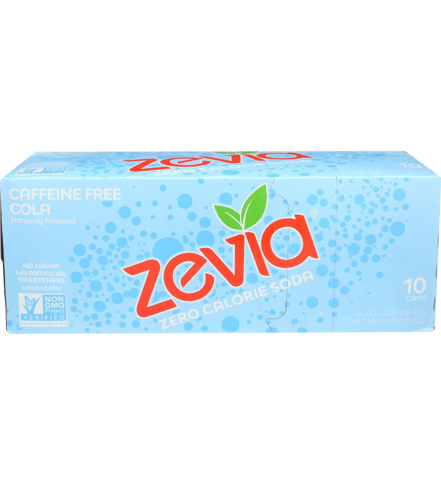 Zevia Caffeine Free Cola 10 Pack - 12 Fl Oz Cans | Sugar-Free & Naturally Sweetened - Buy Online on GoSupps.com