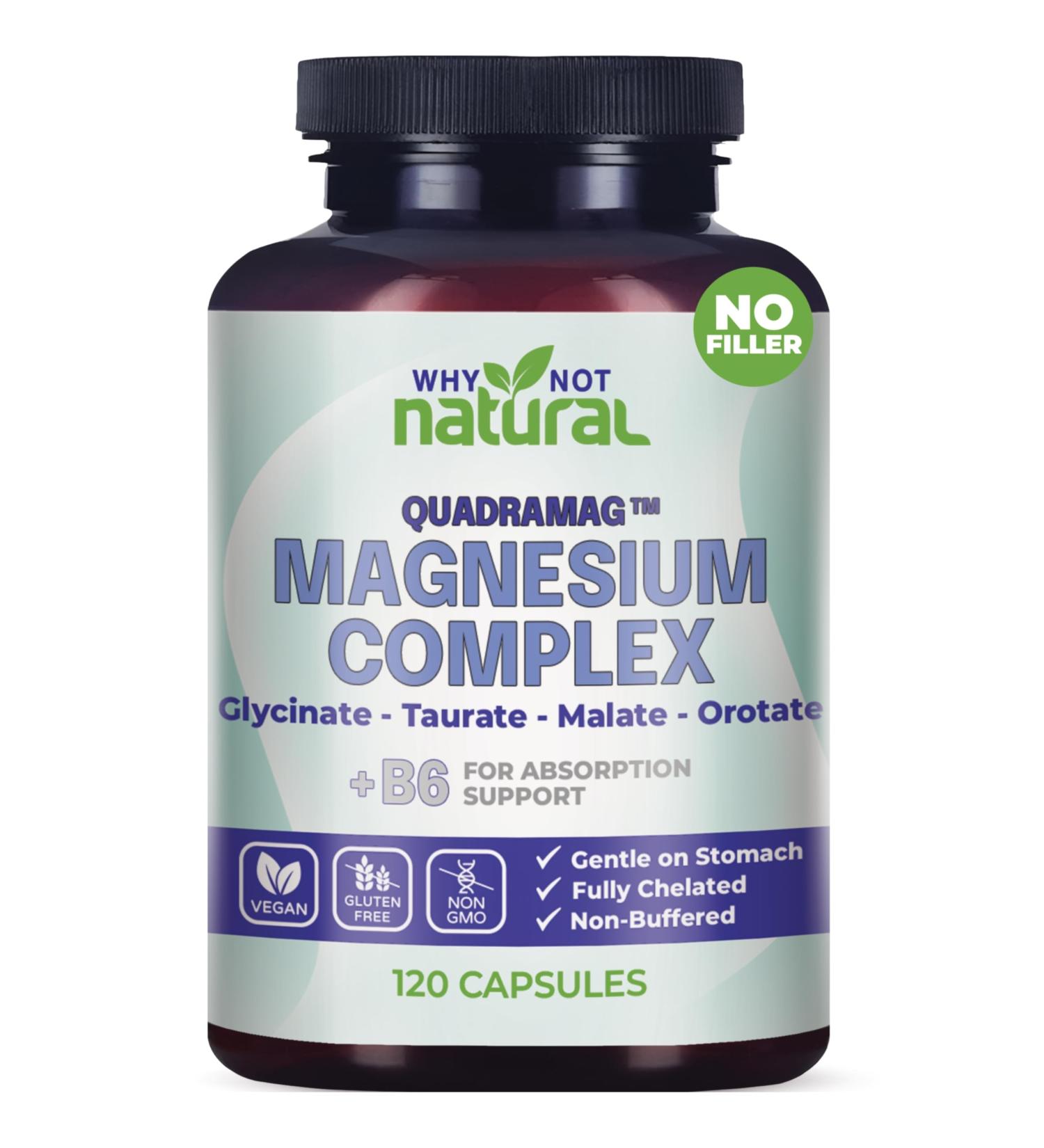 4-in-1 Magnesium Complex Supplement - Glycinate Taurate Malate Orotate Blend - 300 mg per Serving 120 Capsules - Buy Online on GoSupps.com