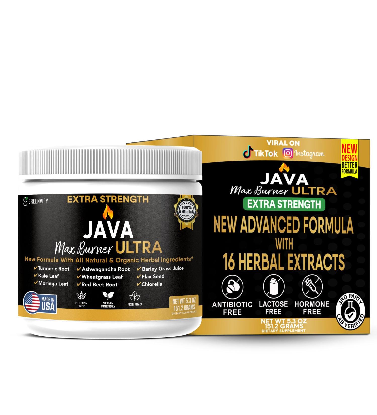 GREENVIFY Java Max Burner Ultra Extra Strength Natural & Organic Herbal Ingredients 5.3 oz (1) - Buy Online on GoSupps.com