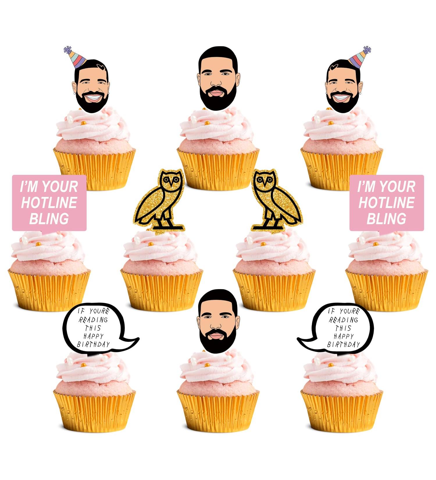 Poewodgs 25 Decorations for Drake Cupcake Toppers Set Birthday Cake Party Supplies Decor - Buy Online on GoSupps.com