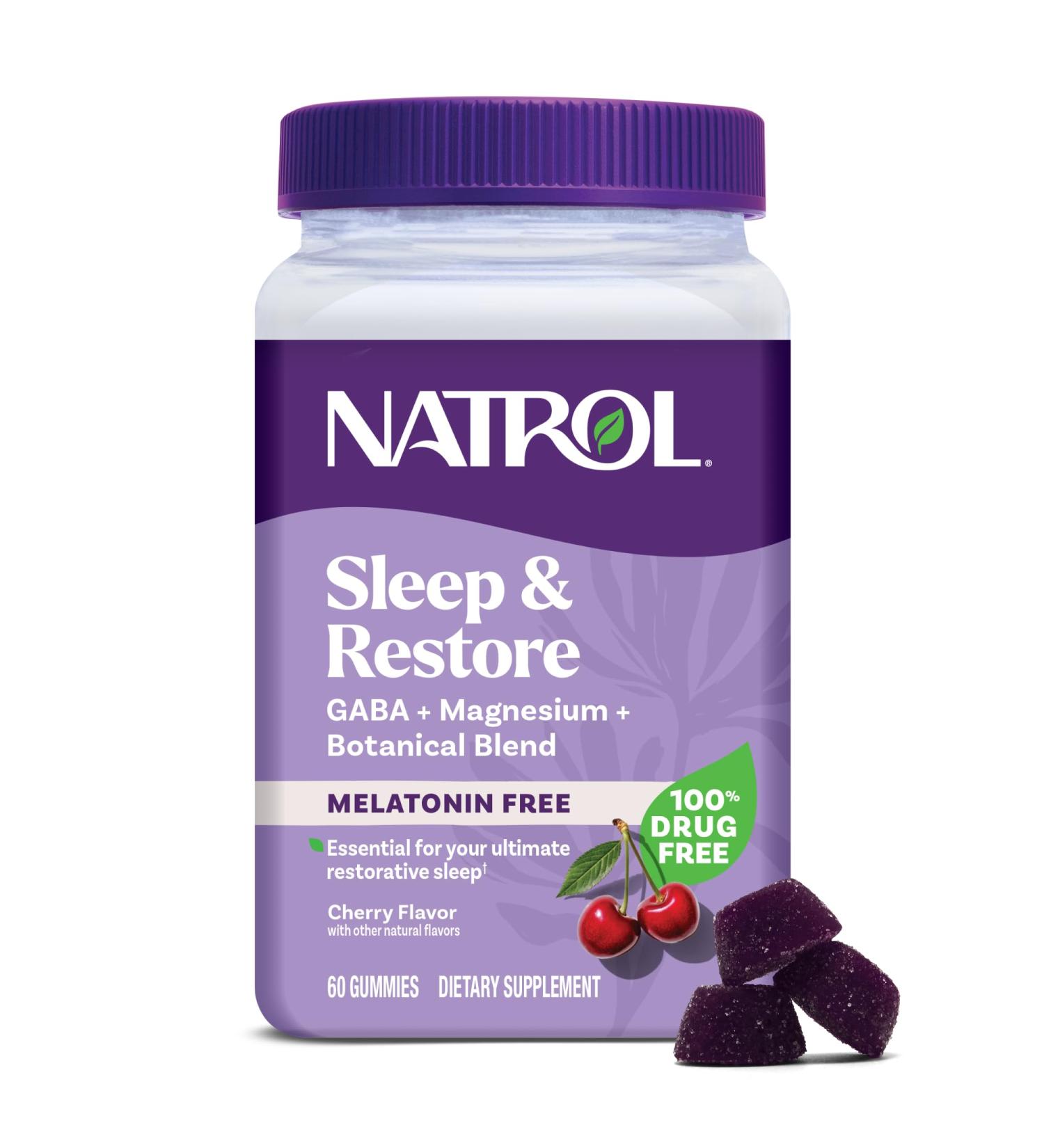 Natrol Sleep & Restore Magnesium Glycinate Blend Gummies Magnesium for Sleep Aids for Adults Melatonin-Free Cherry Flavored 30 Day Supply Cherry 60 Count (Pack of 1) - Buy Online on GoSupps.com