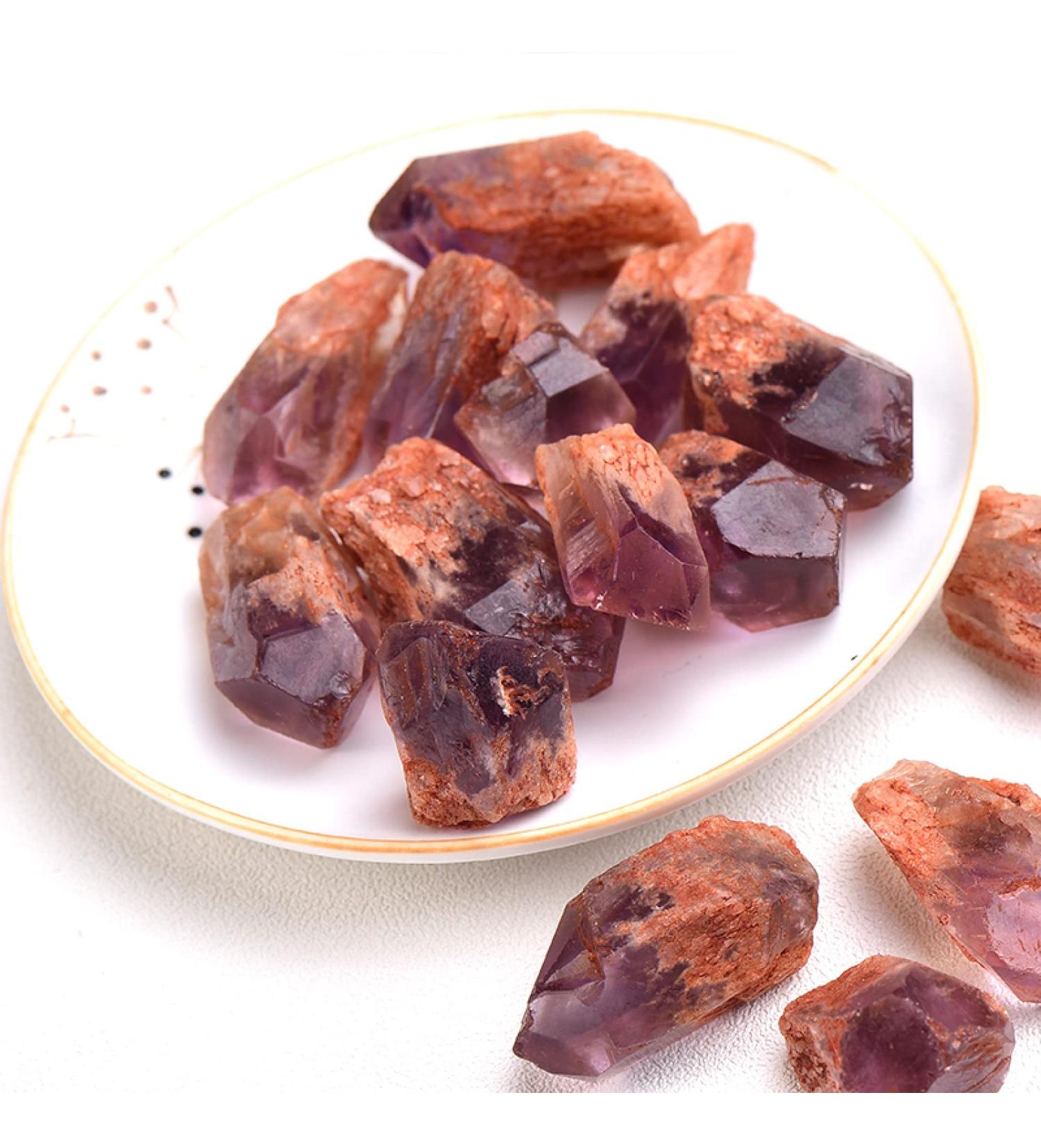 1PC Natural Crystal Quartz Specimen Amethyst Rose Quartz Irregular Shape Rough Rock Home Decoration Yellow 1PCS Gift Stone Mineral Specimen (Color : Purple Straw Size : 1PCS) 1PCS Purple Straw