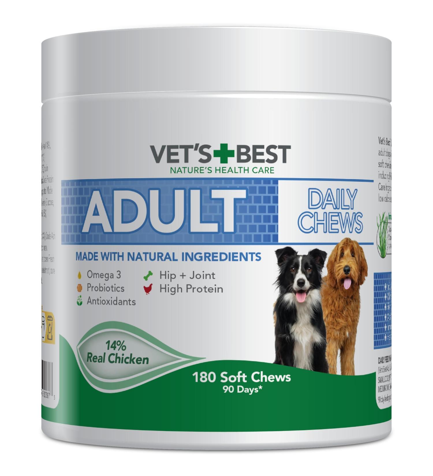 Vets Best Daily Soft Chews for Adult Dogs - 180 Chews | Premium Dog Supplements - International Shipping Available - Buy Online on GoSupps.com