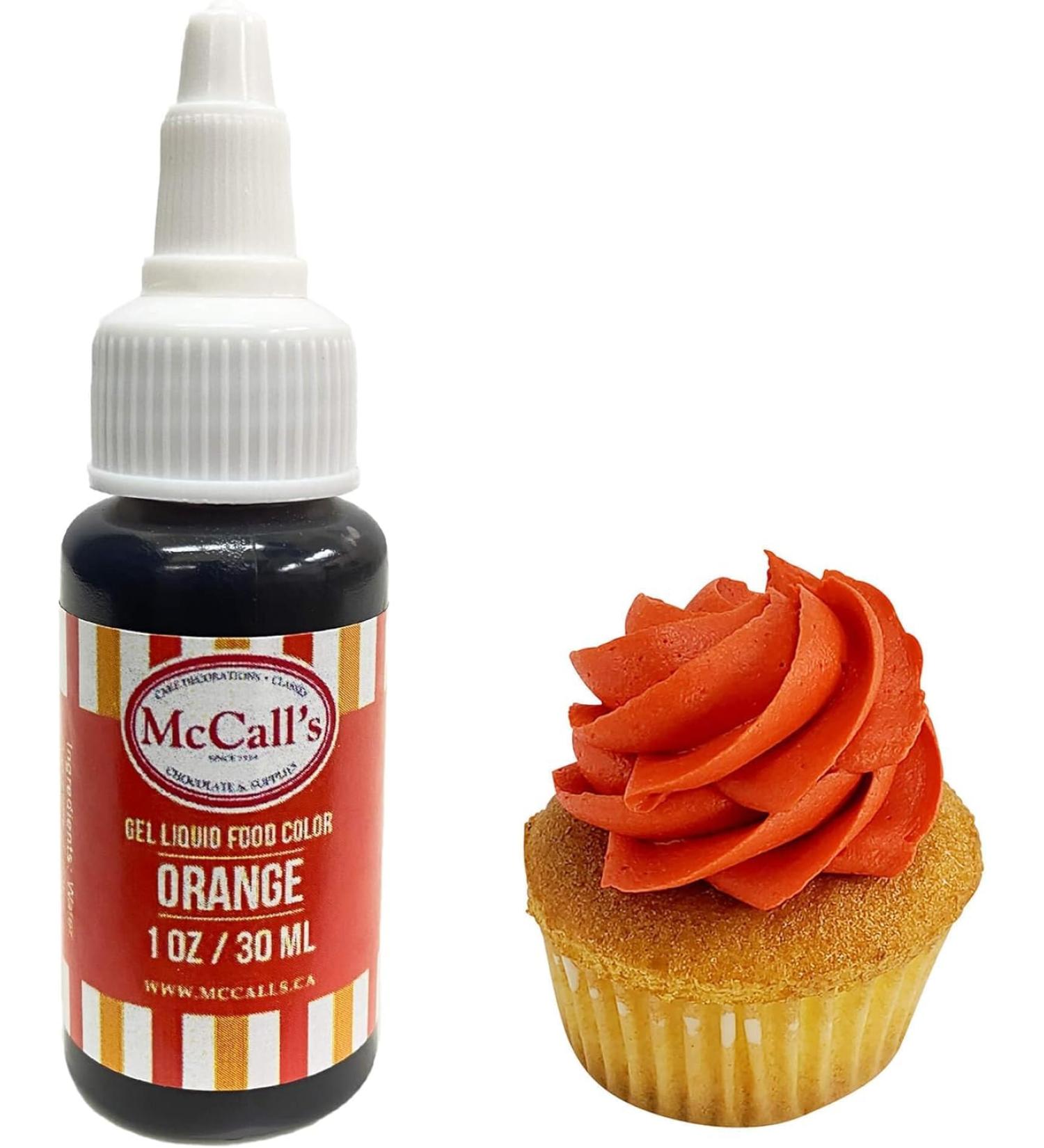 McCall's Liquid Gel Food Color 1 oz (Orange 30 ml) Orange 30 ml (Pack of 1)