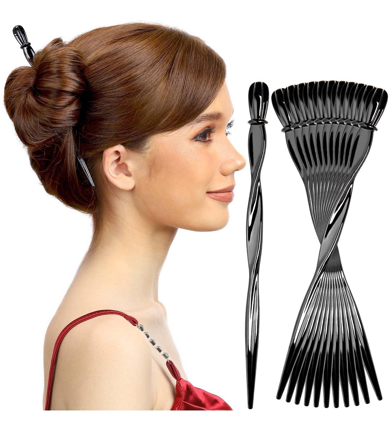 RC Roche Ornament 12 Pcs Premium Plastic Updo Chignon Bun Maker Hairpin Set - Black - Buy Online on GoSupps.com