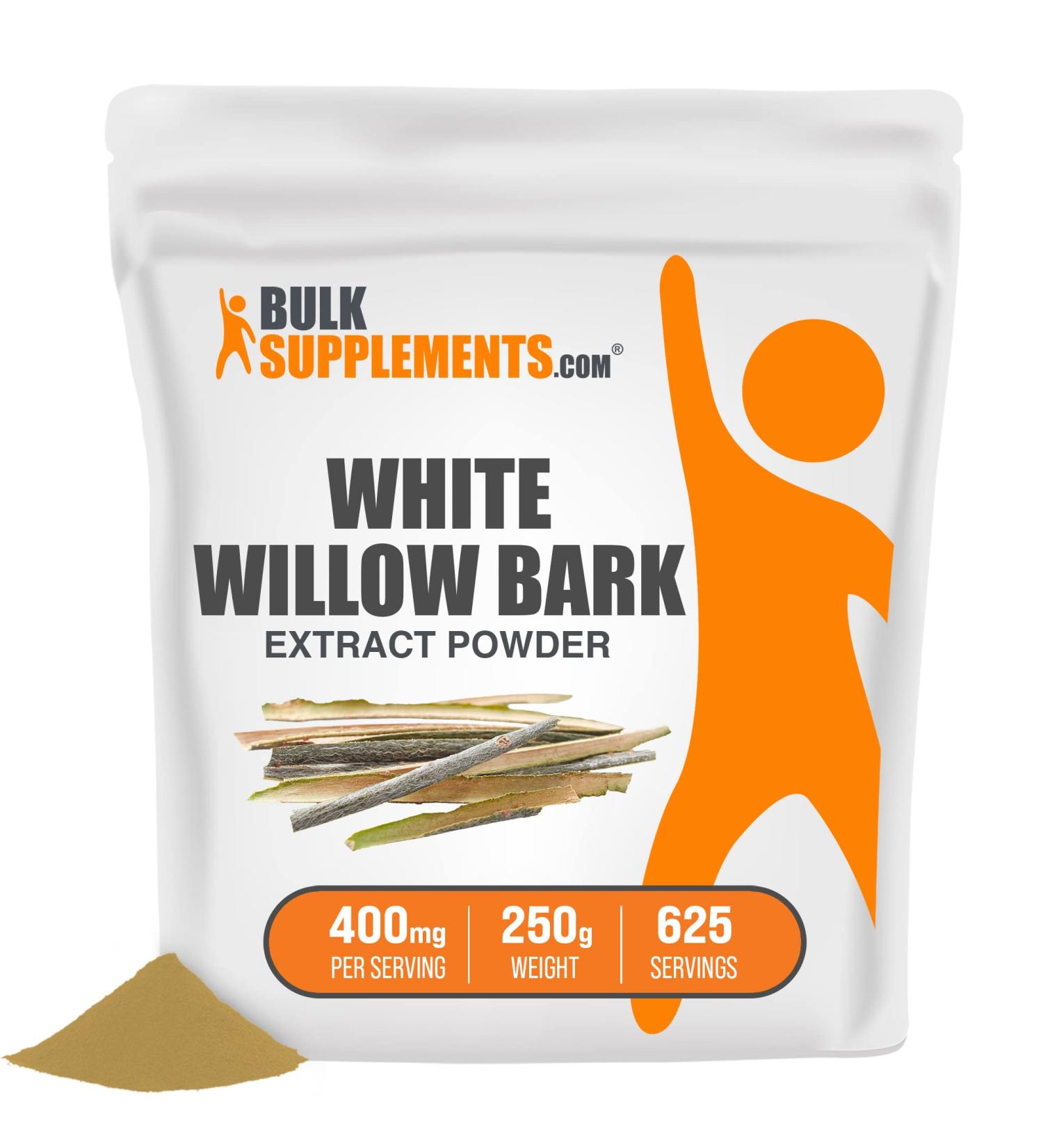White Willow Bark Extract Powder - 250g (8.8 oz) Herbal Supplement Salix Alba - Gluten Free, Pure & No Fillers - 625 Servings - BULKSUPPLEMENTS - Buy Online on GoSupps.com