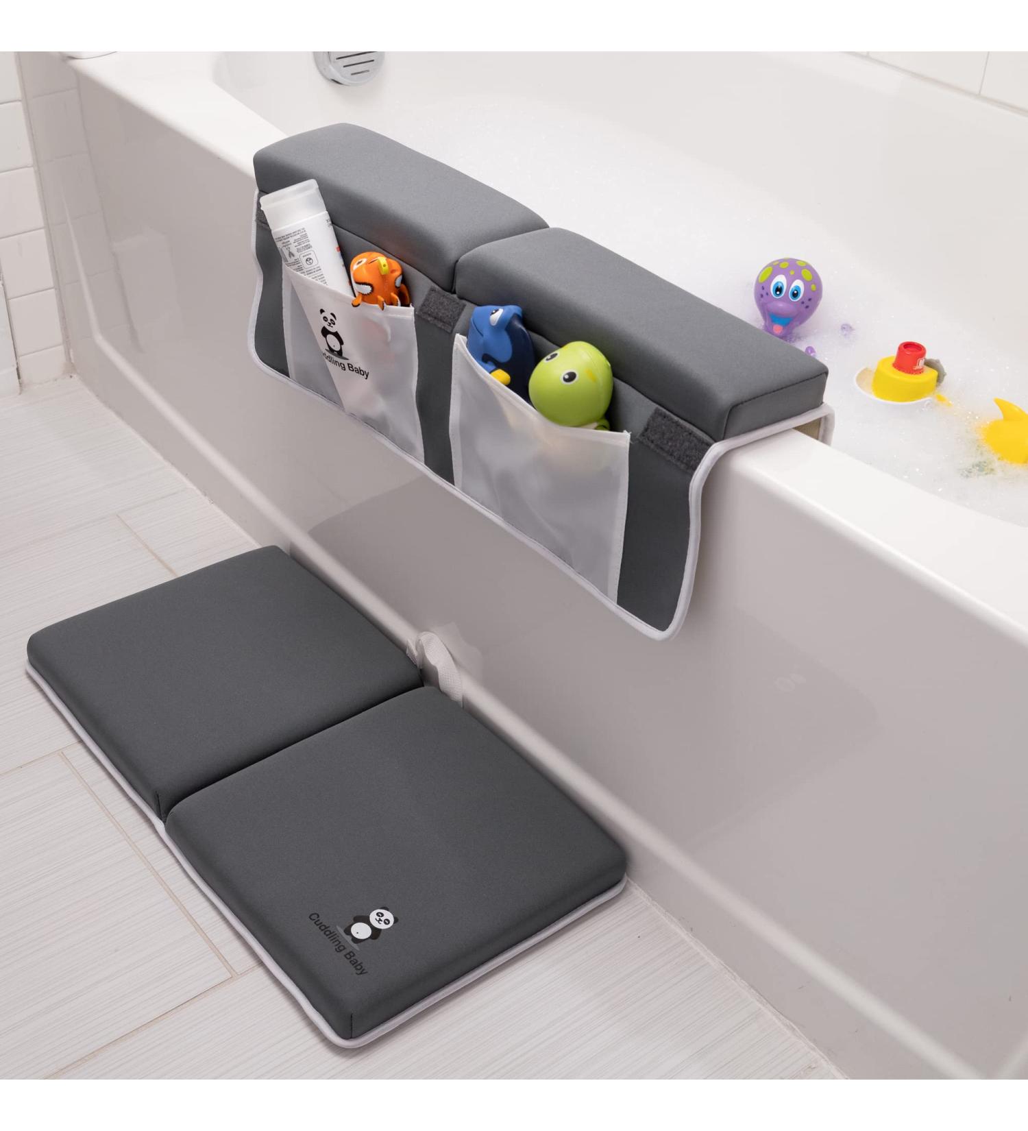 Cuddling Baby Bath Kneeler & Elbow Pad Set | Knee & Body Protection, Non-Slip Base | Toy & Bath Accessory Pocket | Compact Foldable Design - Buy Online on GoSupps.com