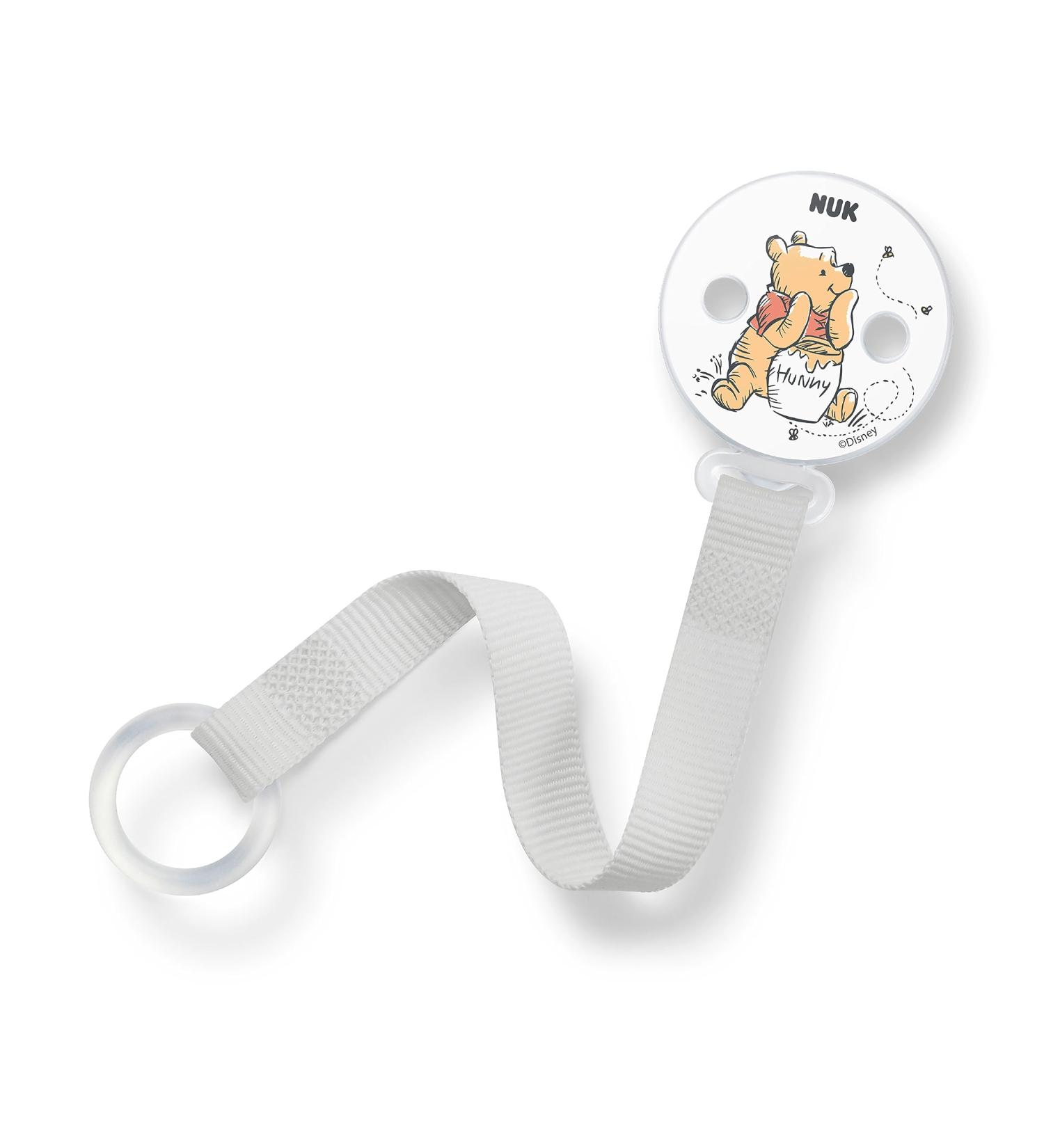NUK Disney Winnie the Pooh Pacifier Strap & Clip | Compatible with All Pacifiers | Robust Shatterproof Design | 1 Piece for International Shipping - Buy Online on GoSupps.com