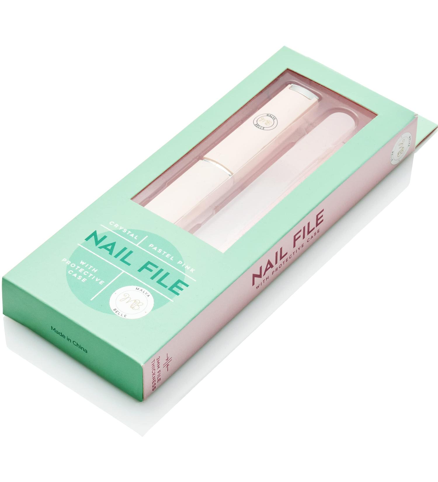 Malva Belle Crystal Glass Nail File - Long Lasting Double Sided Filing Tool for Natural Nails - Light Pink 3mm - Buy Online on GoSupps.com