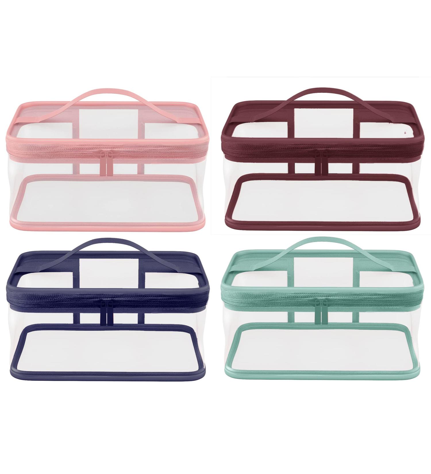 4 Pcs Waterproof Transparent Travel Makeup Bag Set - Multicolor Cosmetics Pouch for Vacation Toiletries - Buy Online on GoSupps.com