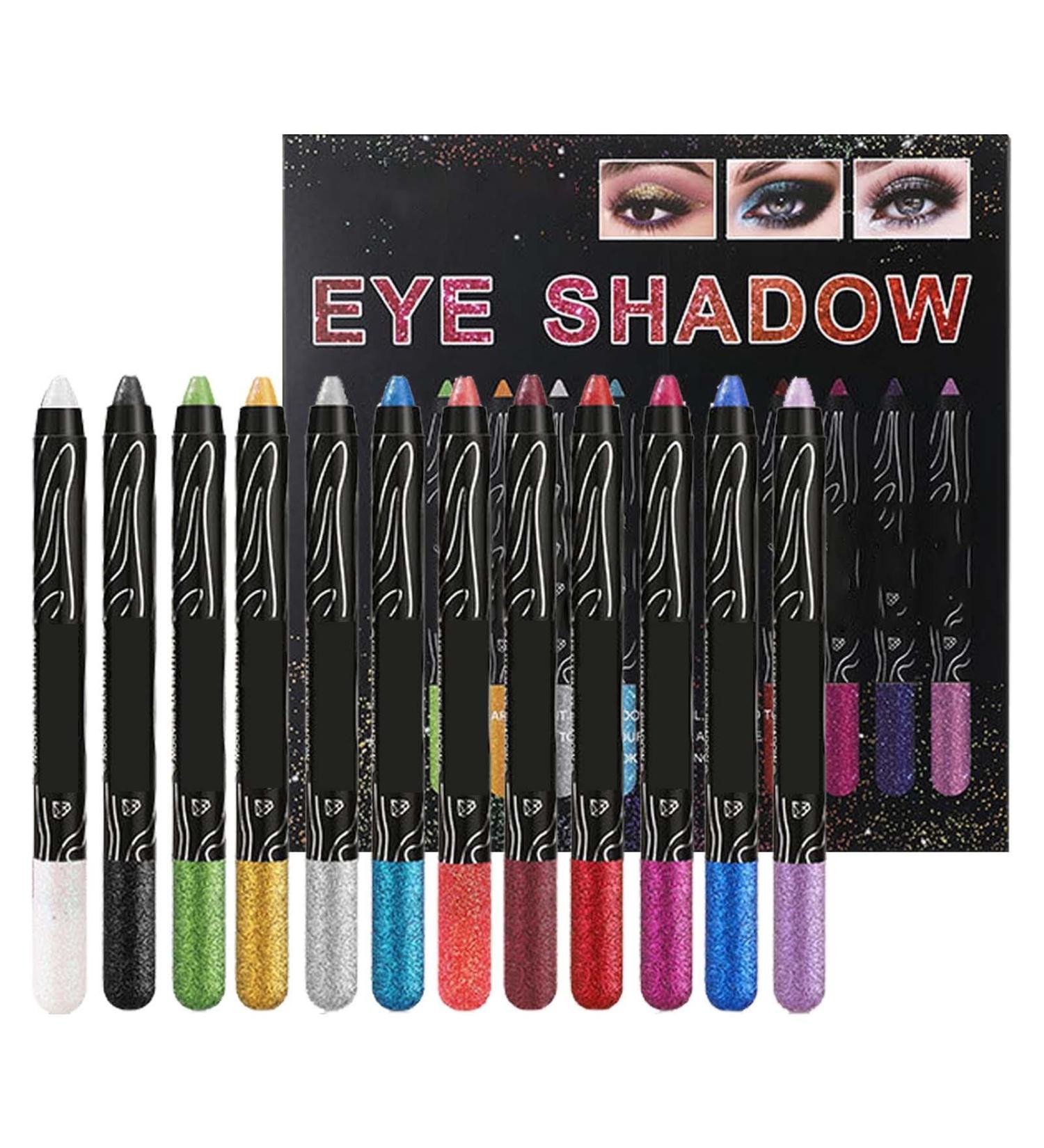 Eyeshadow Stick | Glitter Eye Shadow | Shimmer Eyeshadow Sticks Set Eye Highlighter Stick Eye Makeup Smudge-Proof High Pigmented For Halloween Makeup - Buy Online on GoSupps.com