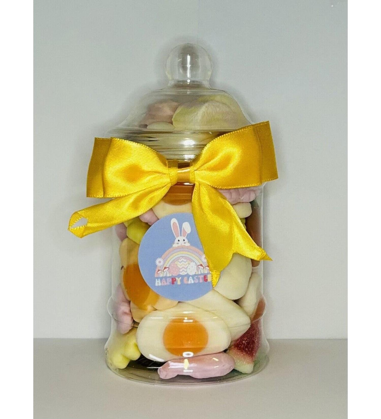 Happy Easter Bunny Filled Pink Pick N Mix Gummy Sweet Jar Gift Present 380ml - Buy Online on GoSupps.com