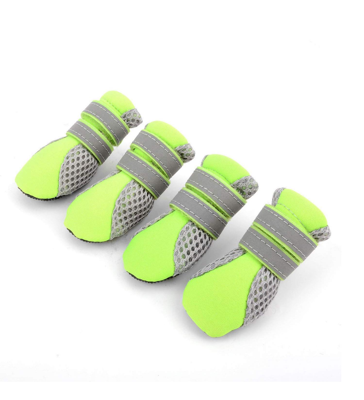 Zunea Paw Protection Dog Boots | Summer Slipproof Shoes for Small Dogs | Adjustable Reflective & Breathable Mesh | Heat-Resistant for Hot Streets | XL 4-Pack - Green - Buy Online on GoSupps.com