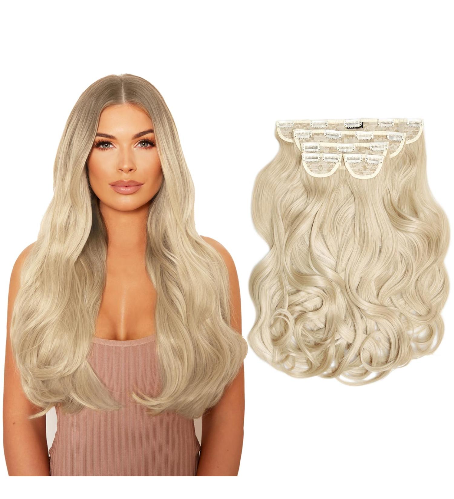 Lullabellz Super Thick Blow Dry Wavy Clip In Hair Extensions 5-Piece 22-Inch Length Light Blonde - Buy Online on GoSupps.com