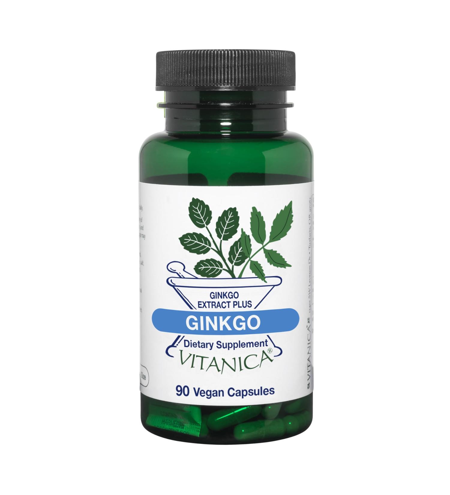 Vitanica Ginkgo Biloba Extract Supports Circulation and Cognitive Health Standardized to 24% Flavone Glycosides 6% Terpene Lactones Vegan Non-GMO Gluten Free 90 Capsules (Ginkgo Pro Logo) - Buy Online on GoSupps.com